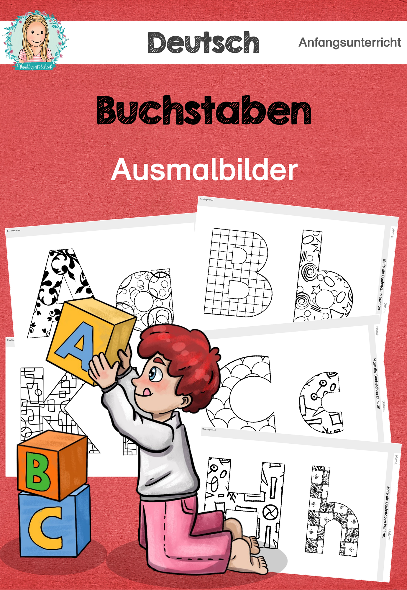 Buchstaben Ausmalbilder (Anfangsunterricht/Deutsch