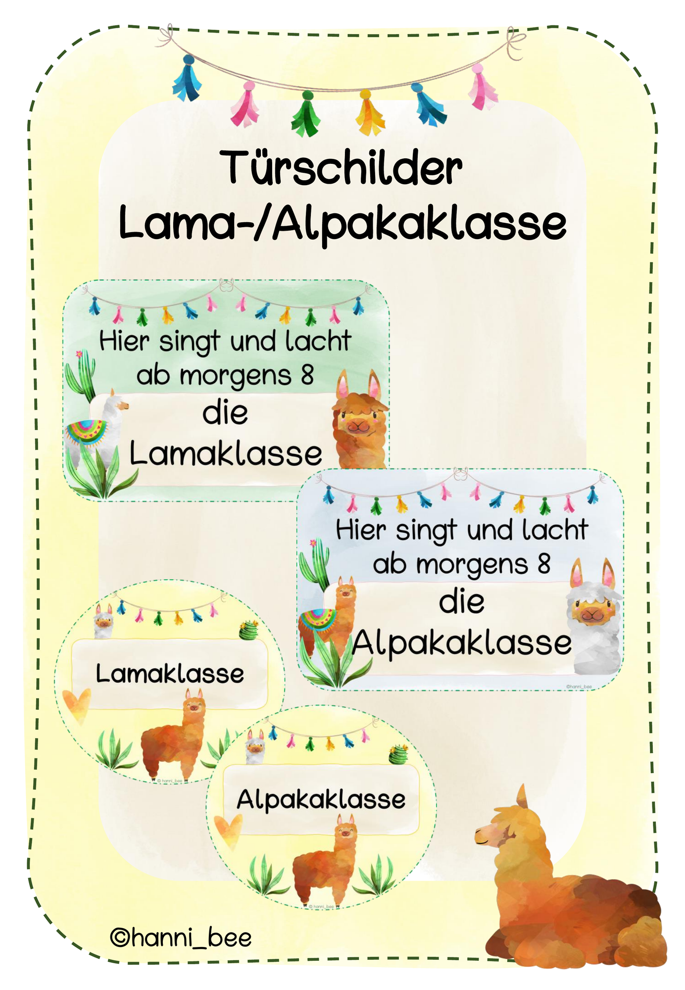 Türschilder Lamaklasse/Alpakaklasse – Unterrichtsmaterial im Fach ...