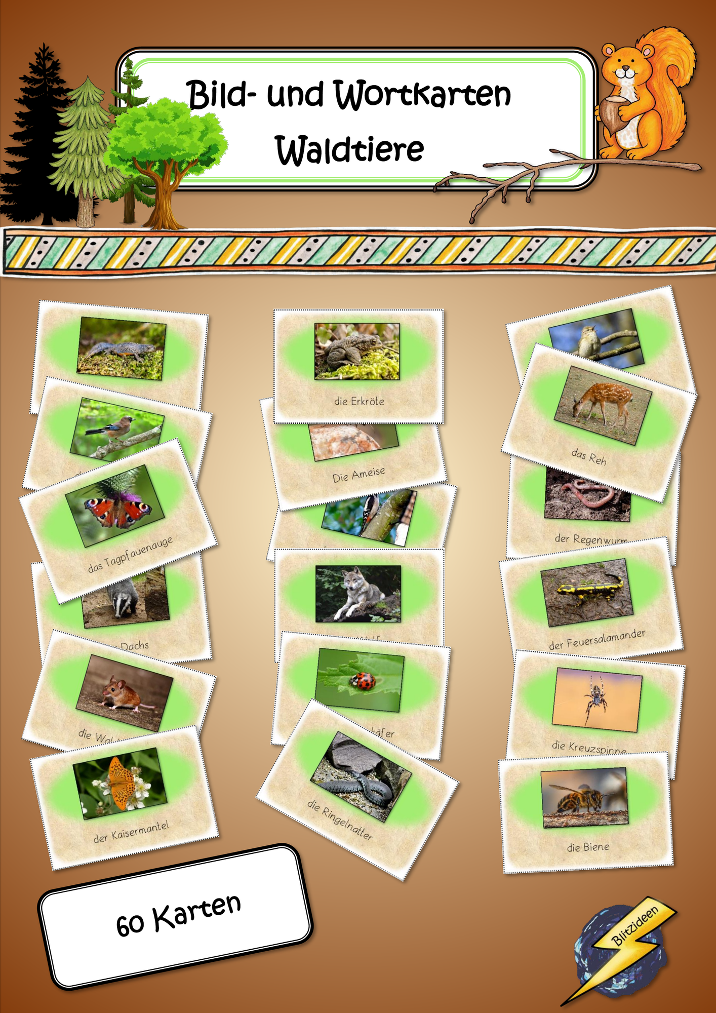 Bildkarten Waldtiere – Unterrichtsmaterial im Fach Sachunterricht