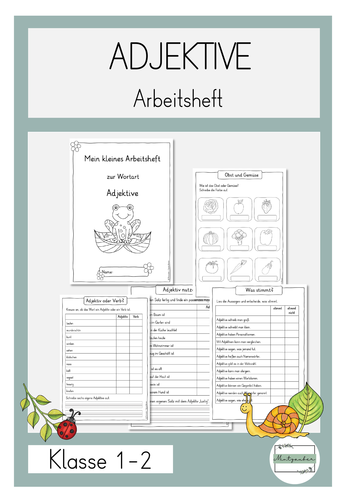 Arbeitsheft Adjektive Stationen Klasse 2/3 – Unterrichtsmaterial im