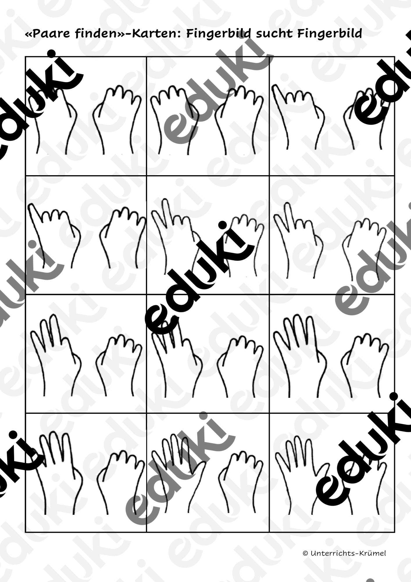 Fingerbilder - Paare finden (2-fach differenziert