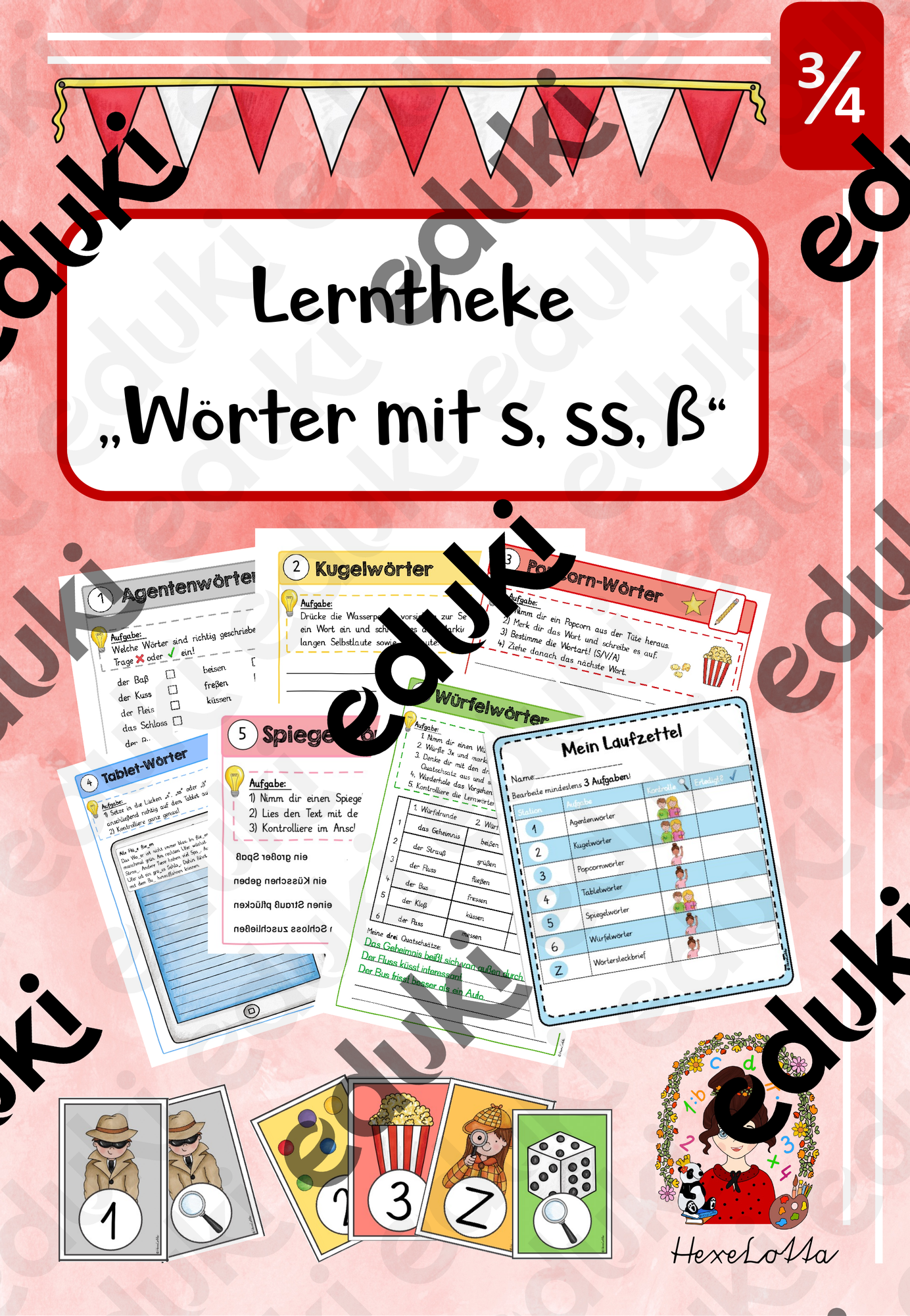 Lerntheke Rechtschreibung Wörter mit ß, ss und s – Unterrichtsmaterial ...