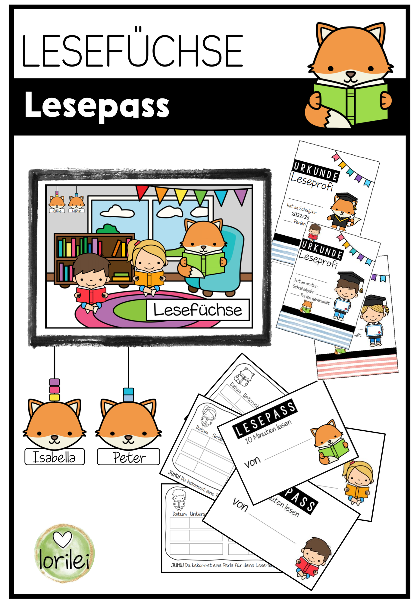 Lesefuchs - Lesefüchse - Lesepass - Grundschule – Unterrichtsmaterial