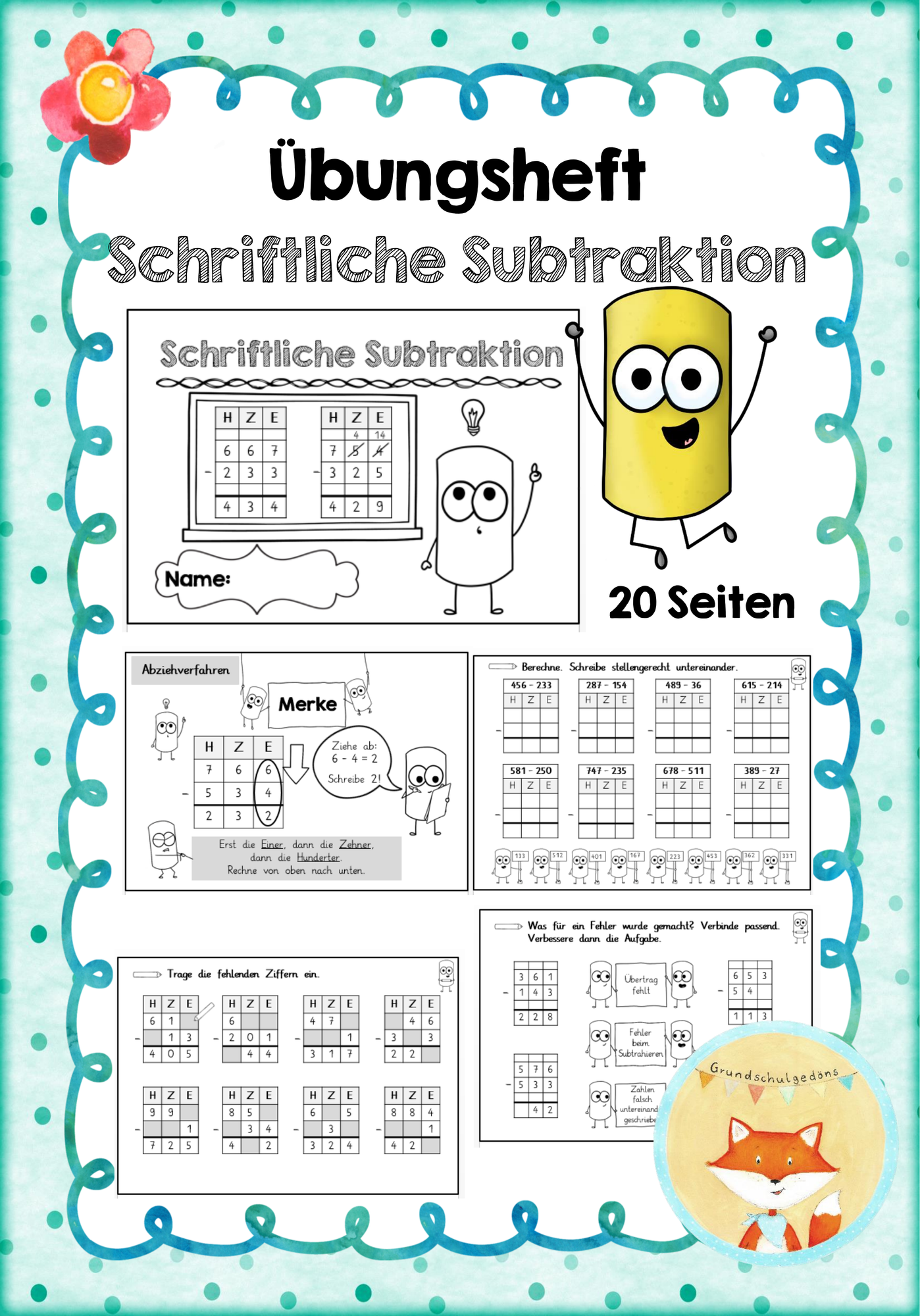 Selbstlernheft: Schriftliche Subtraktion – Unterrichtsmaterial im Fach