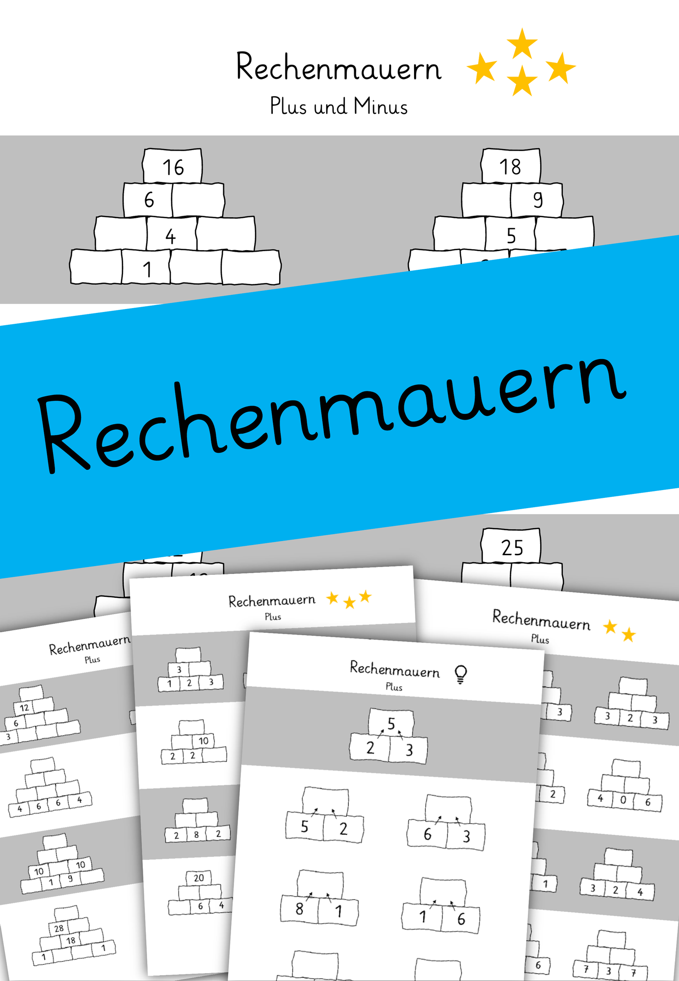 Rechenmauern: Leervorlage 2 - Mathematik – Unterrichtsmaterial im Fach