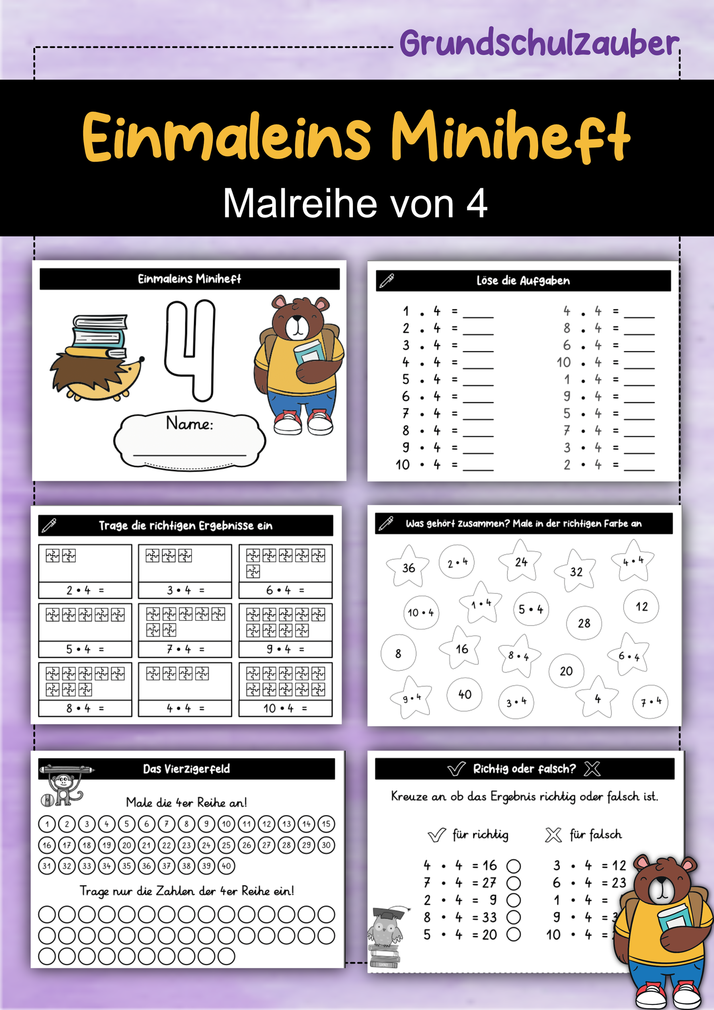 Einmaleins Miniheft - Malreihe 4 – Unterrichtsmaterial im Fach Mathematik