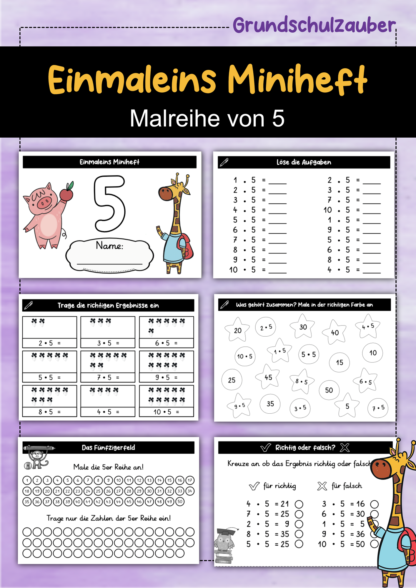 Einmaleins Miniheft - Malreihe 5 – Unterrichtsmaterial im Fach Mathematik