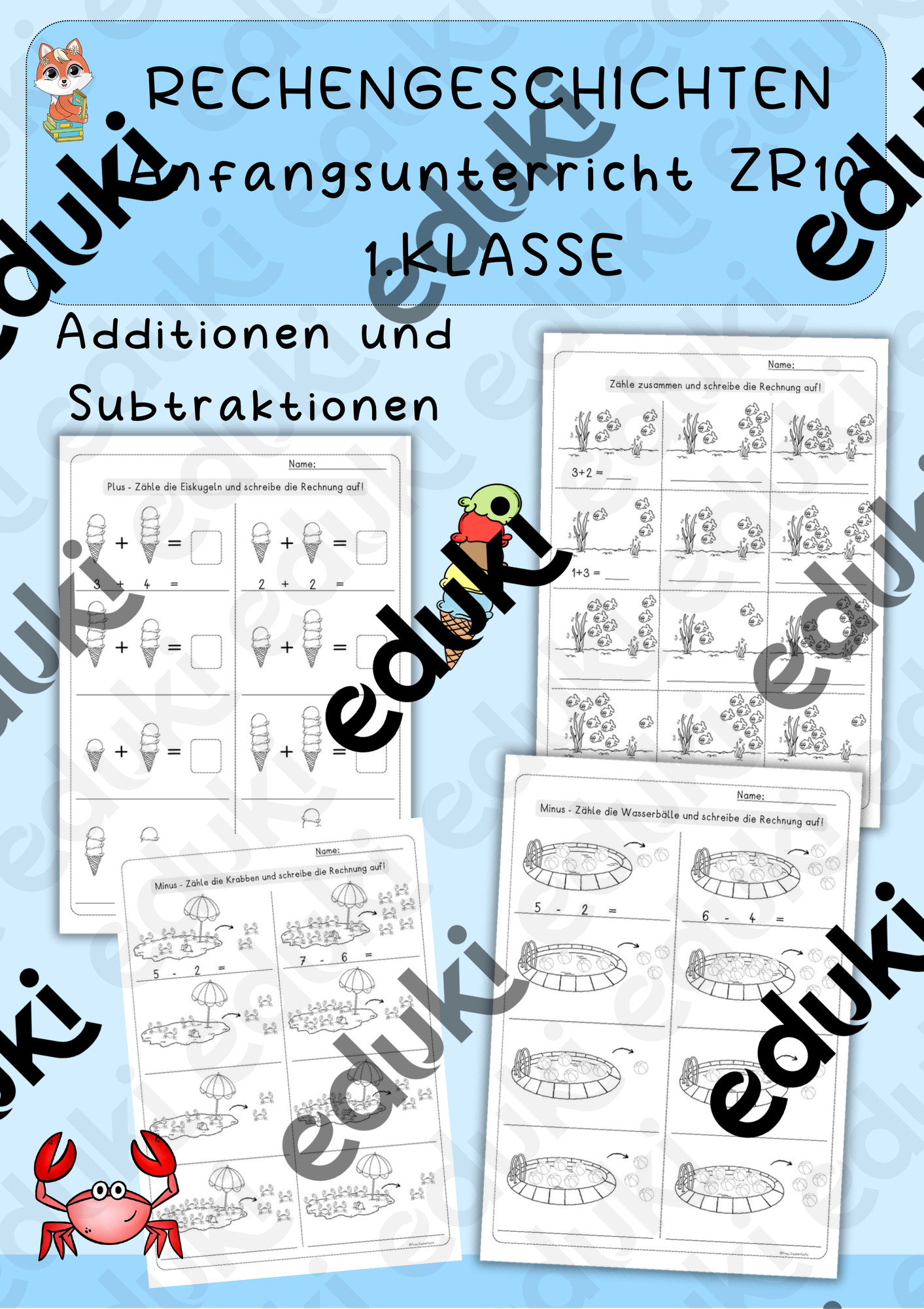 Rechengeschichten Klasse 1 – Unterrichtsmaterial im Fach Mathematik