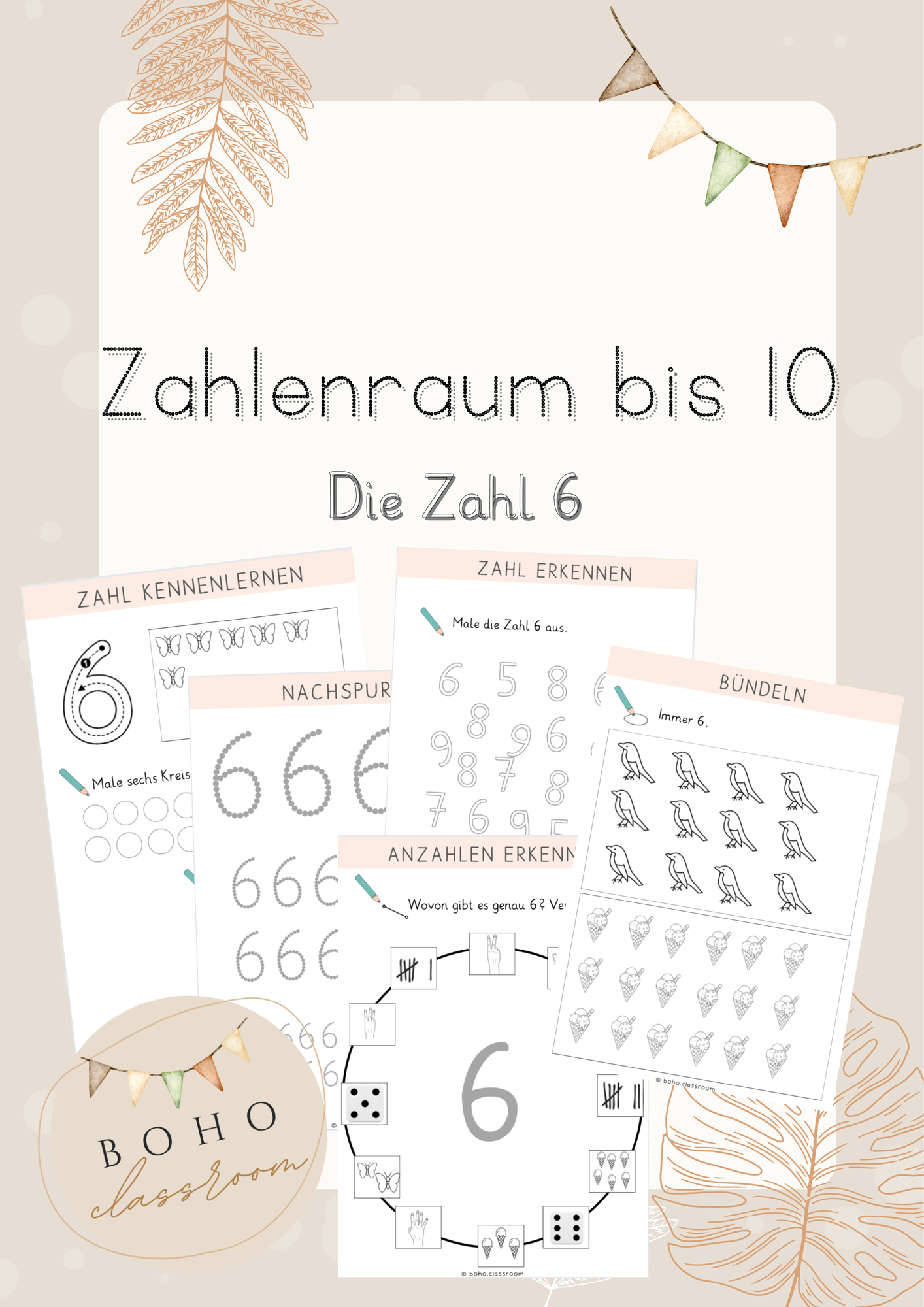 Zahlenraum bis 10 - Übungen zur Zahl und Ziffer 6 – Unterrichtsmaterial