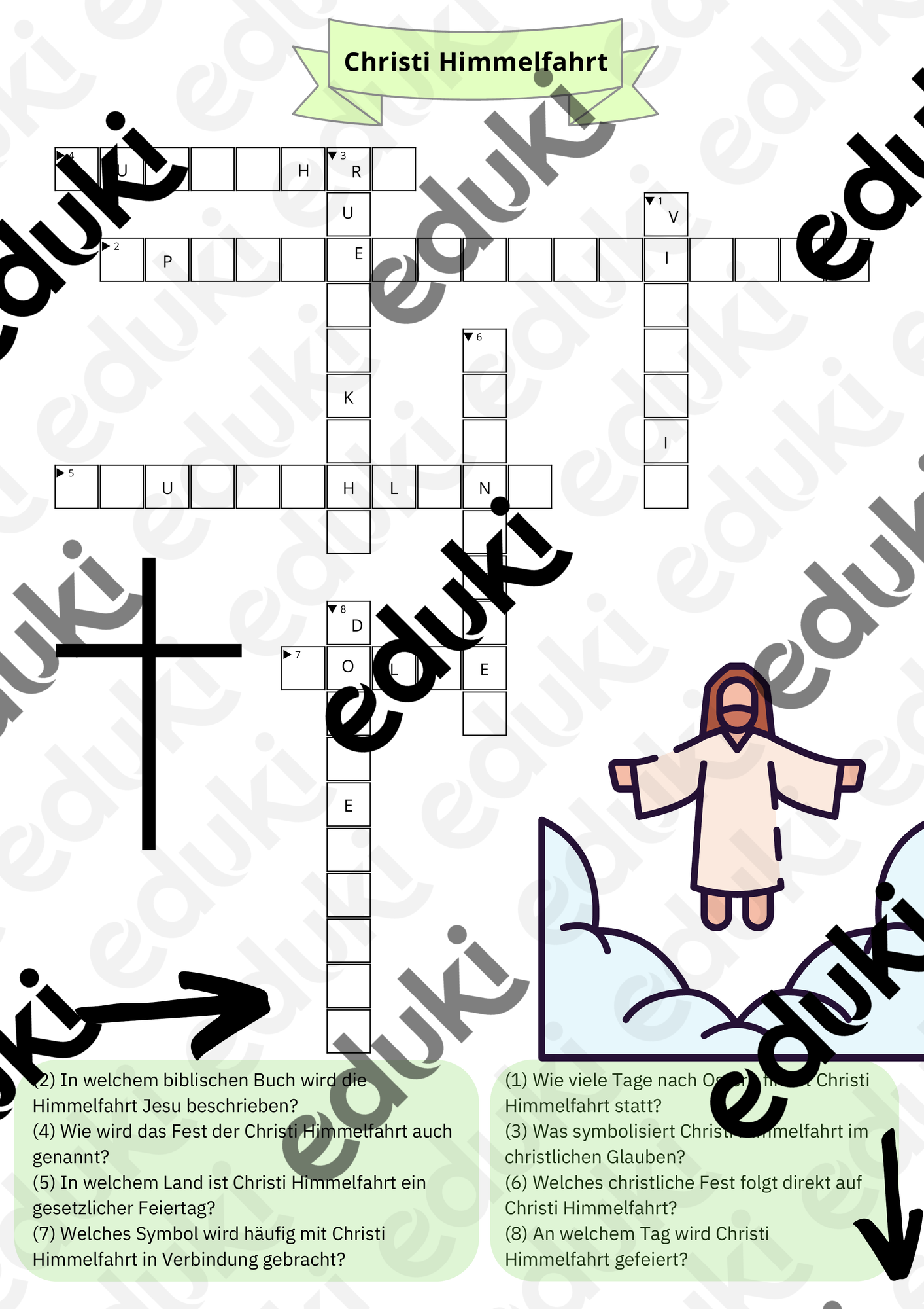 Kreuzwortrtsel Christi Himmelfahrt - leicht  Unterrichtsmaterial im Fach  Religion