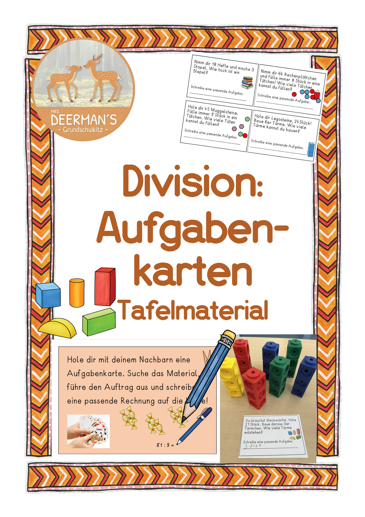 Einführung Division Aufgabenkarten – Unterrichtsmaterial im Fach Mathematik