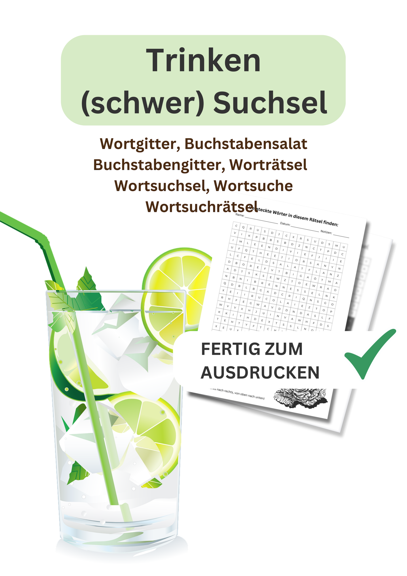 Trinken, Suchsel, schwer, Wortsuchsel – Unterrichtsmaterial im Fach