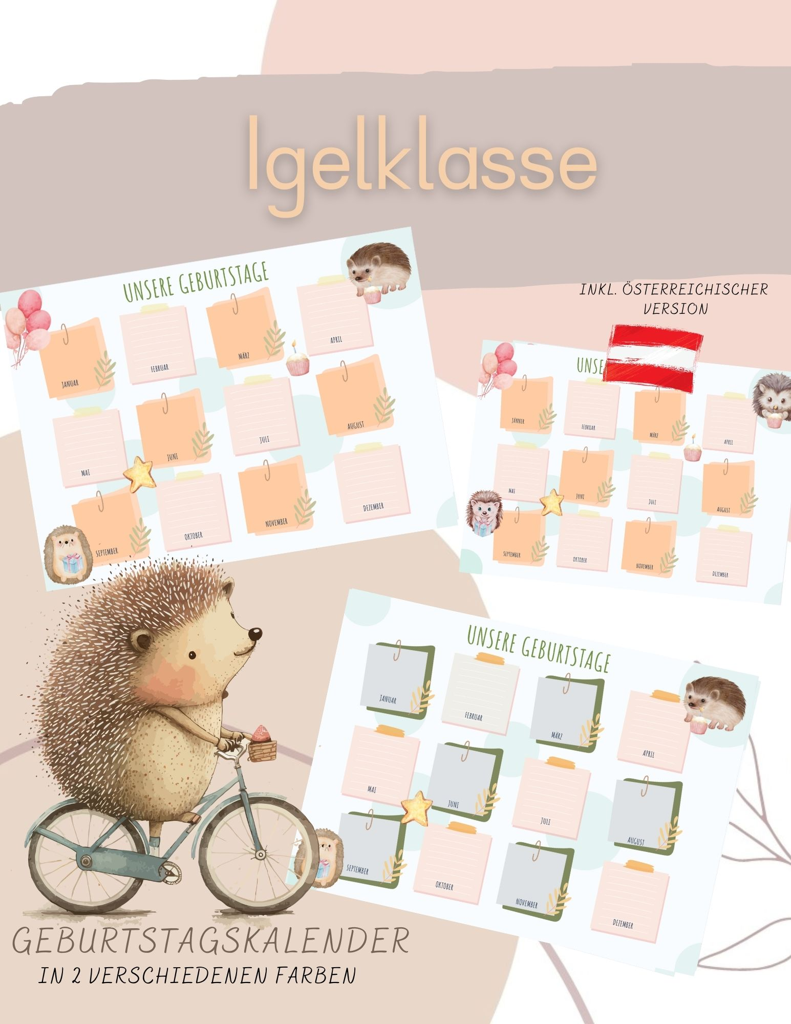 Geburtstagskalender für die Igelklasse – Unterrichtsmaterial im Fach ...