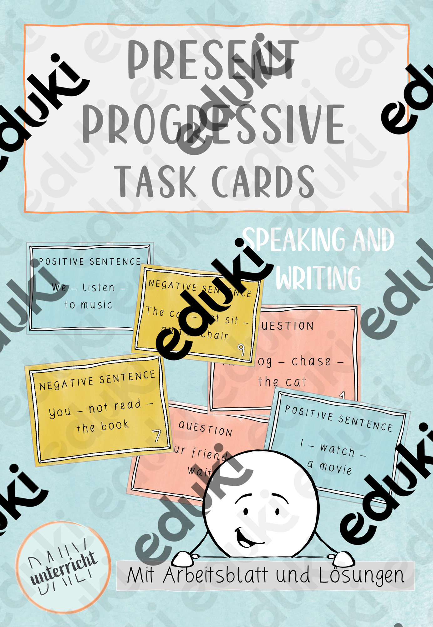 Present Progressive - Task Cards mit Arbeitsblatt – Unterrichtsmaterial ...