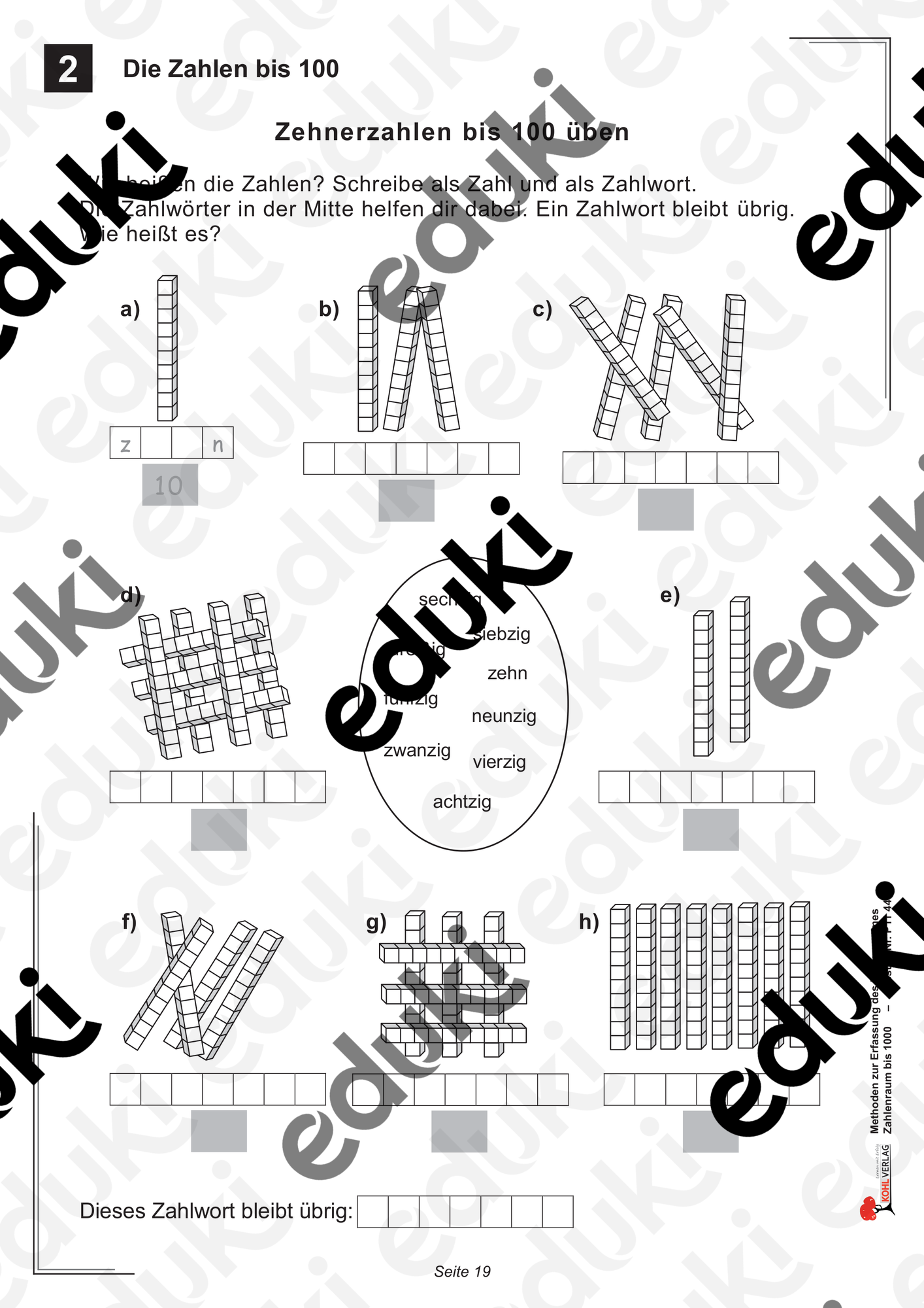 Methoden zur Erfassung des Zahlenraumes bis 100 | Mathematik Klasse 2-3