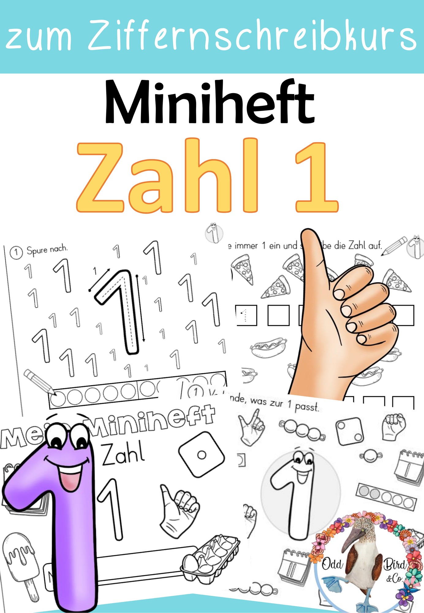 Miniheft - Zahl / Ziffer 1 für den Ziffernschreibkurs