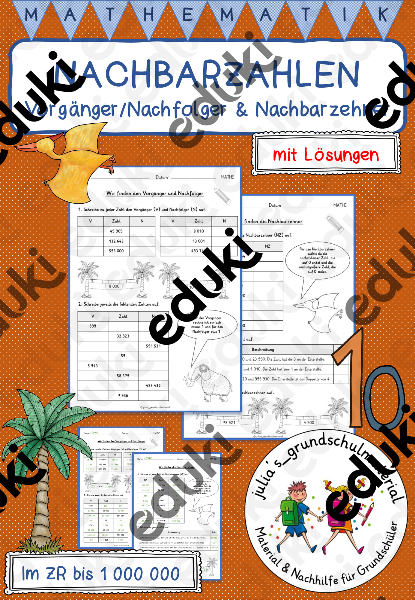 Nachbarzahlen "Vorgänger/Nachfolger & Nachbarzehner" - Arbeitsblätter