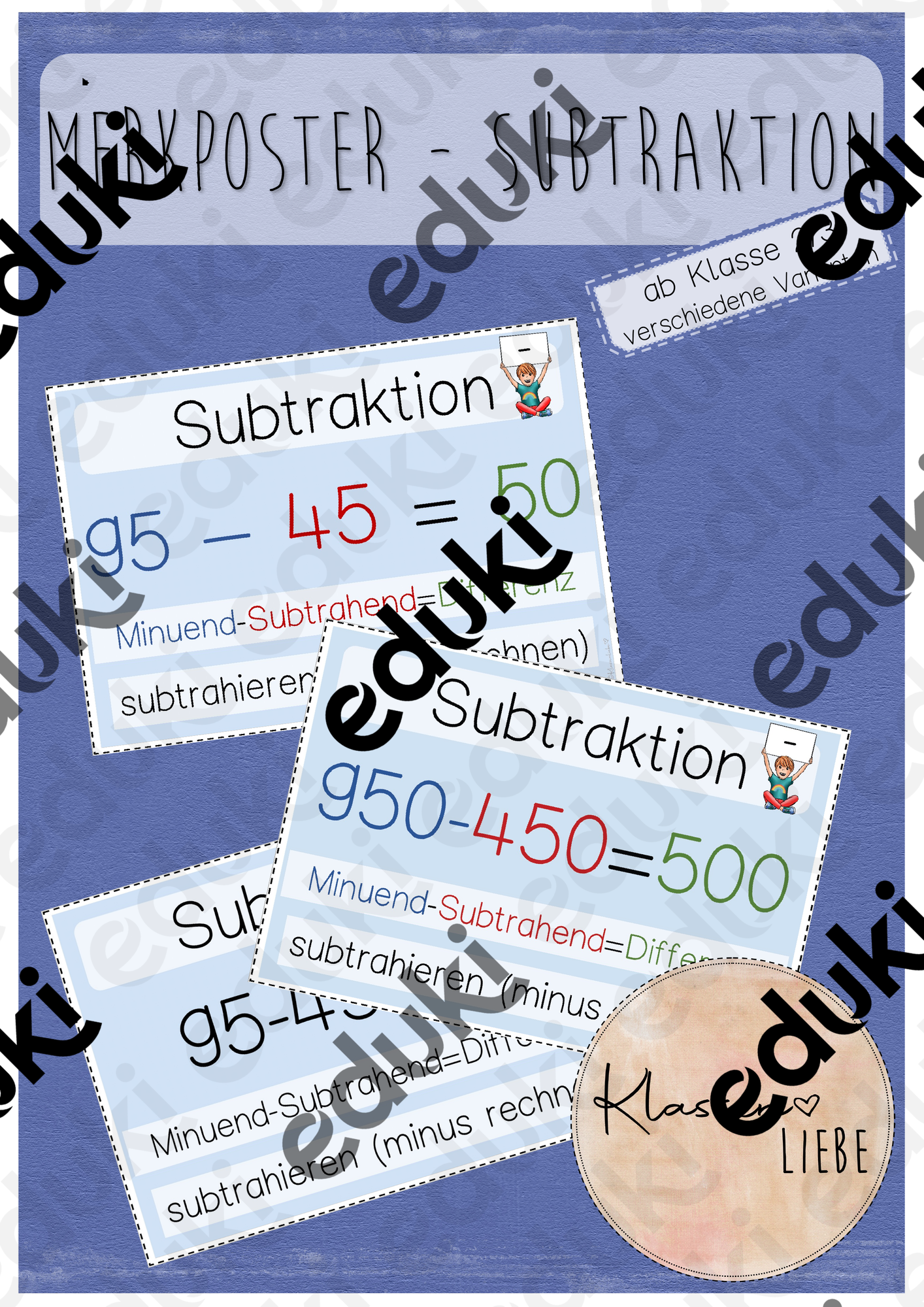 Merkposter: Subtraktion (ab Kl. 2/3) – Unterrichtsmaterial im Fach