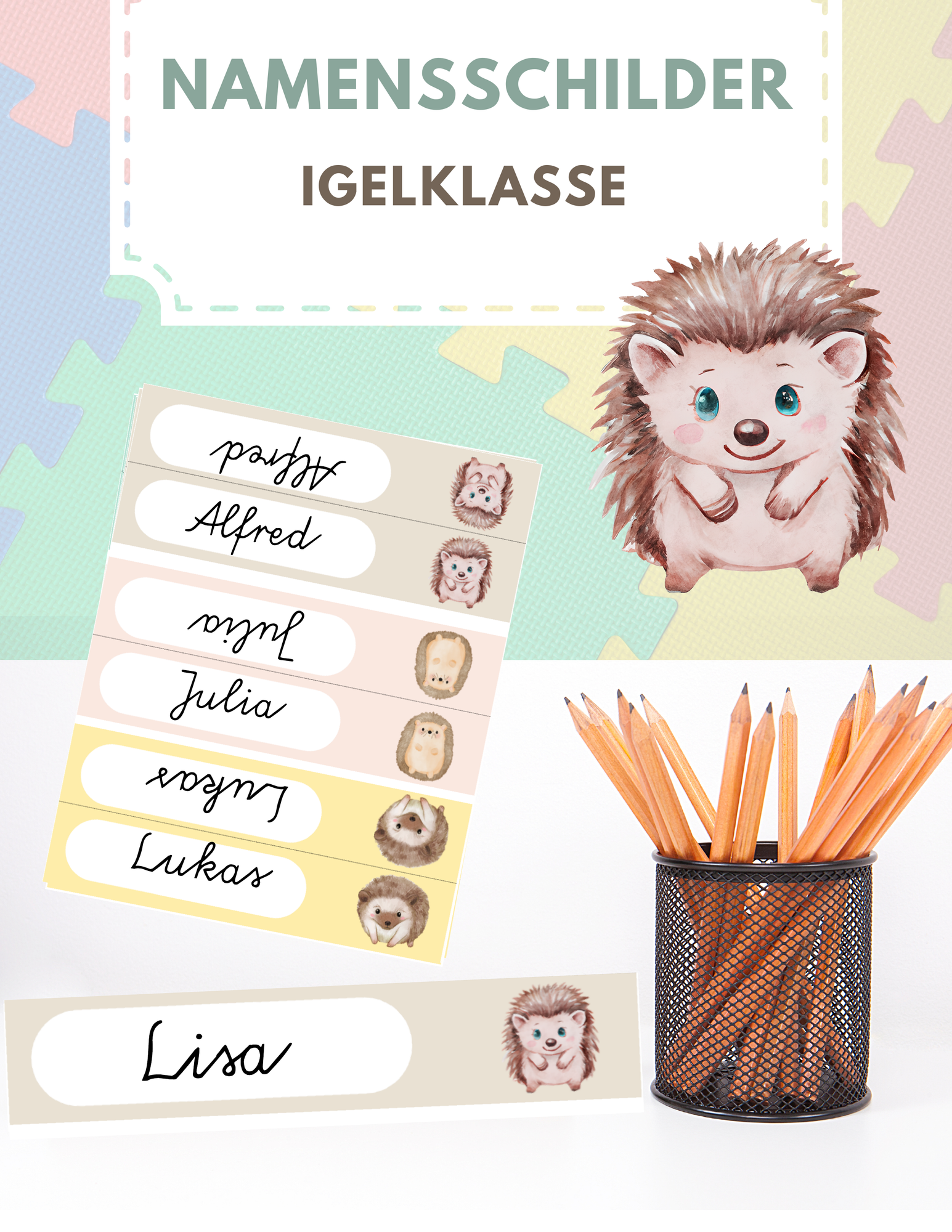 Namensschilder für die Igelklasse – Unterrichtsmaterial im Fach ...