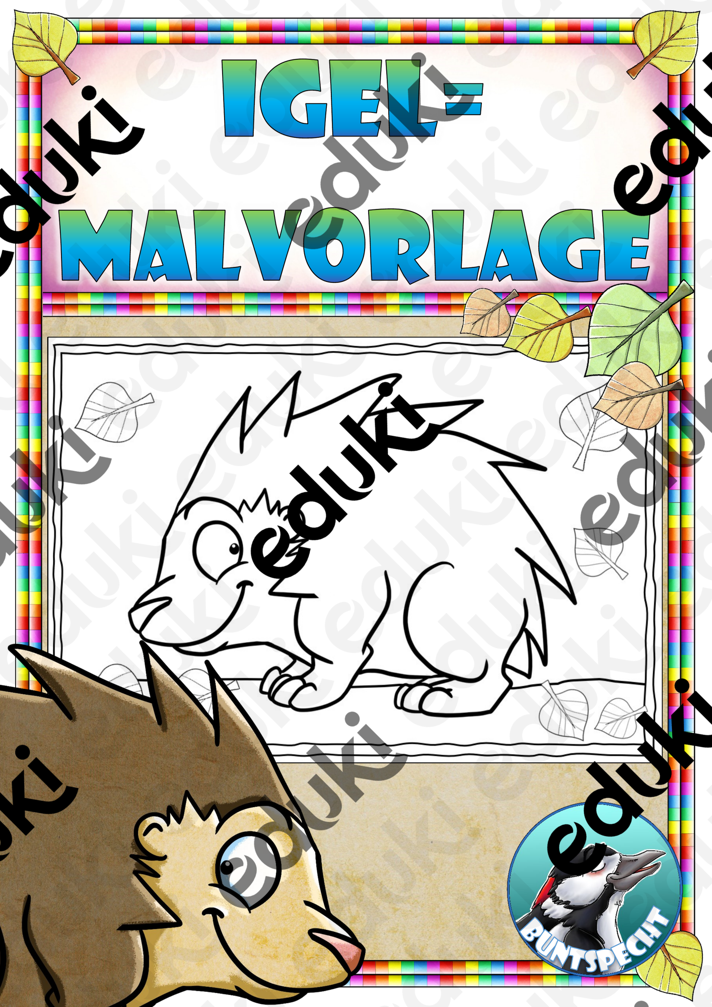 Schulanfang - Herbst: Malvorlage Igel – Unterrichtsmaterial im Fach Kunst