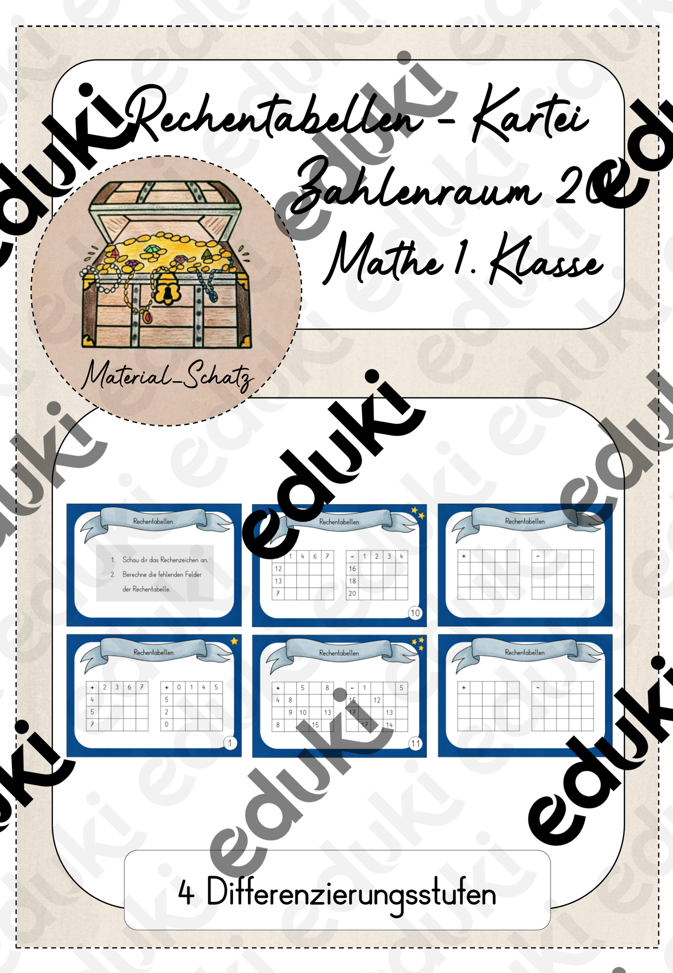 Kartei Mathe Rechentabellen ZR 20 1. Klasse – Unterrichtsmaterial im