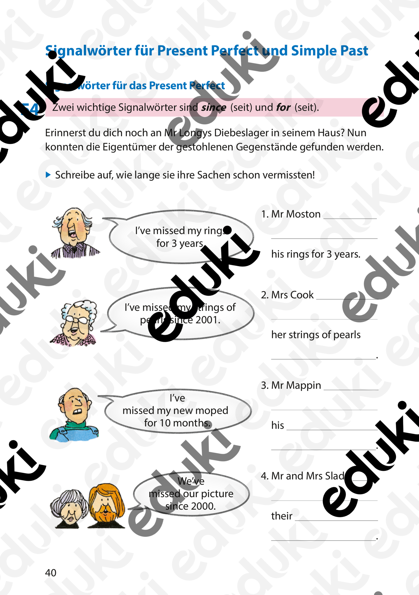 Signalwörter für Present Perfect und Simple Past (Simple Past & Present