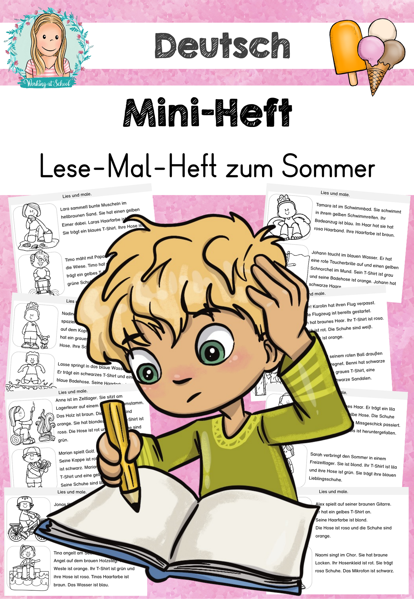 Mini-Lese-Mal-Heft: Sommer – Unterrichtsmaterial im Fach Deutsch