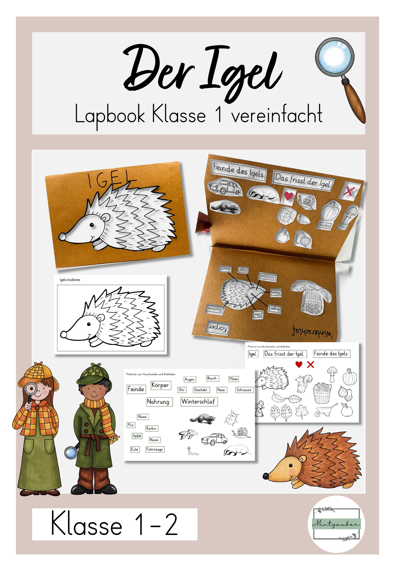 Lapbook Igel Klasse 1-2 stark vereinfacht – Unterrichtsmaterial im Fach ...