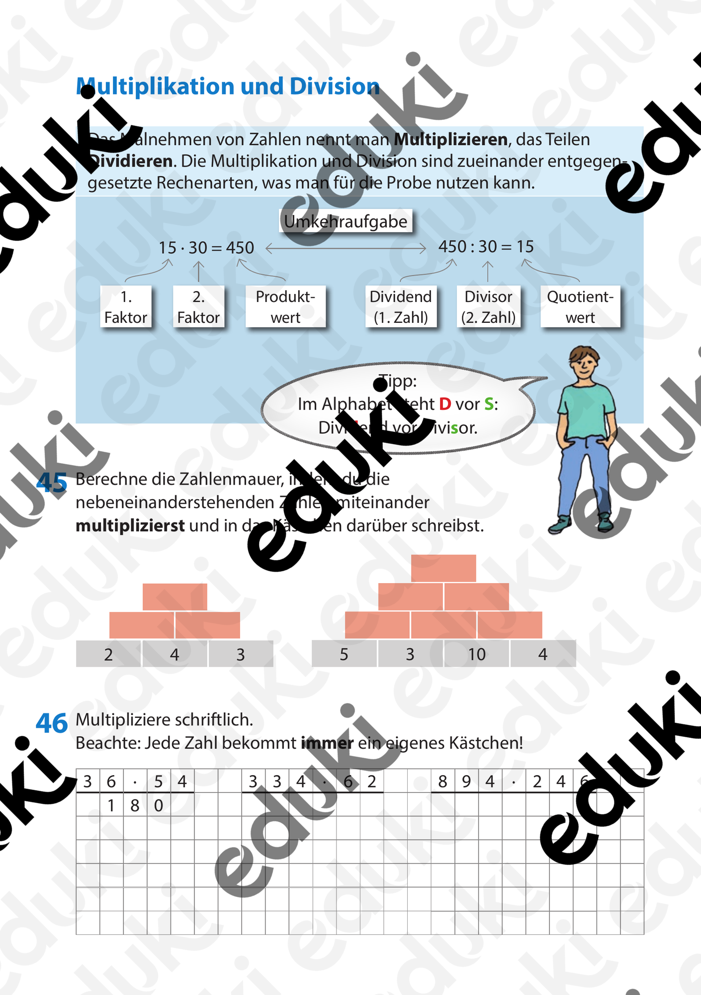 Natürliche Zahlen und Grundrechenarten: Multiplikation und Division