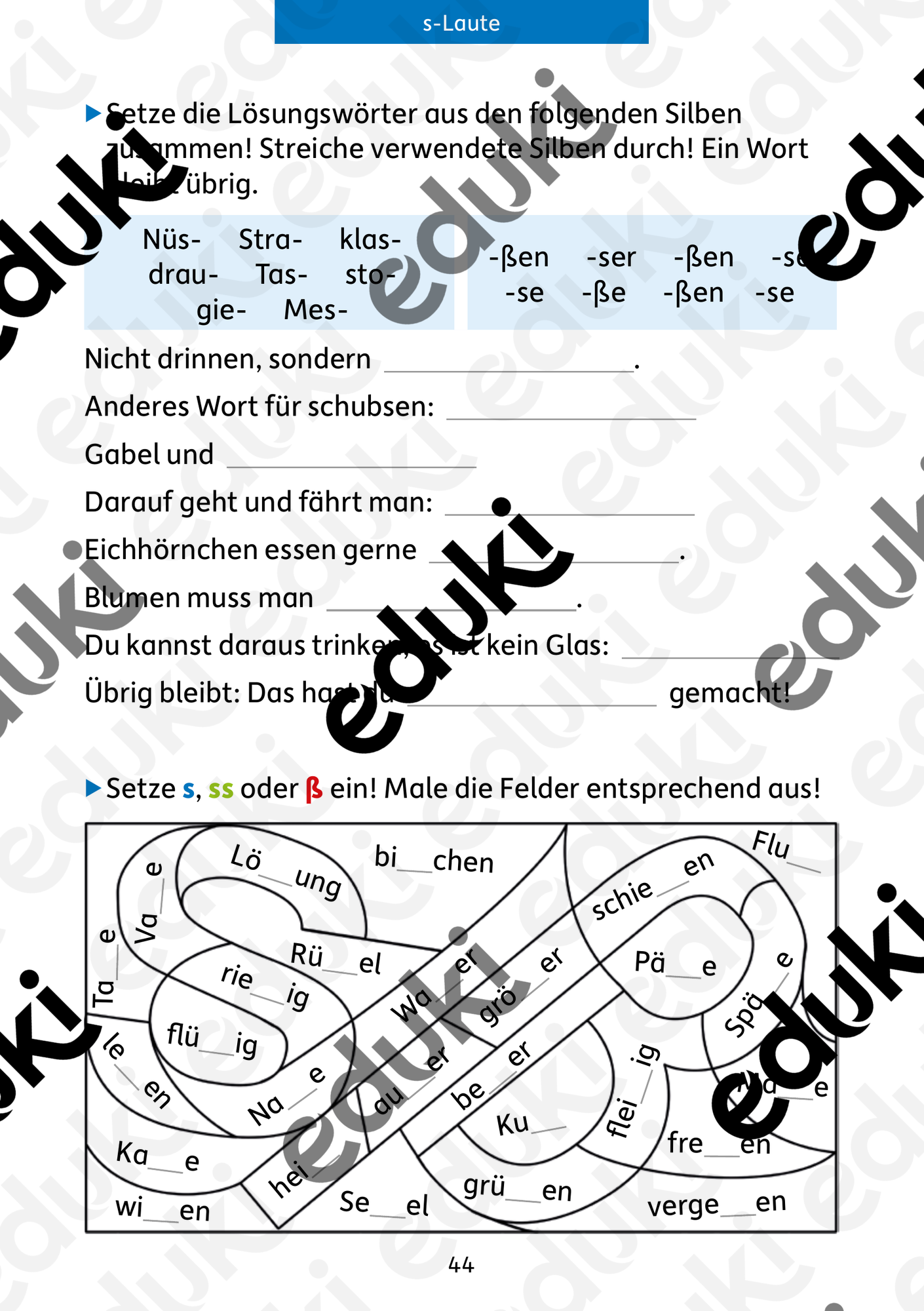 Rechtschreibung: s/ss/ (Quer durch die 4. Klasse, Mathe und Deutsch)