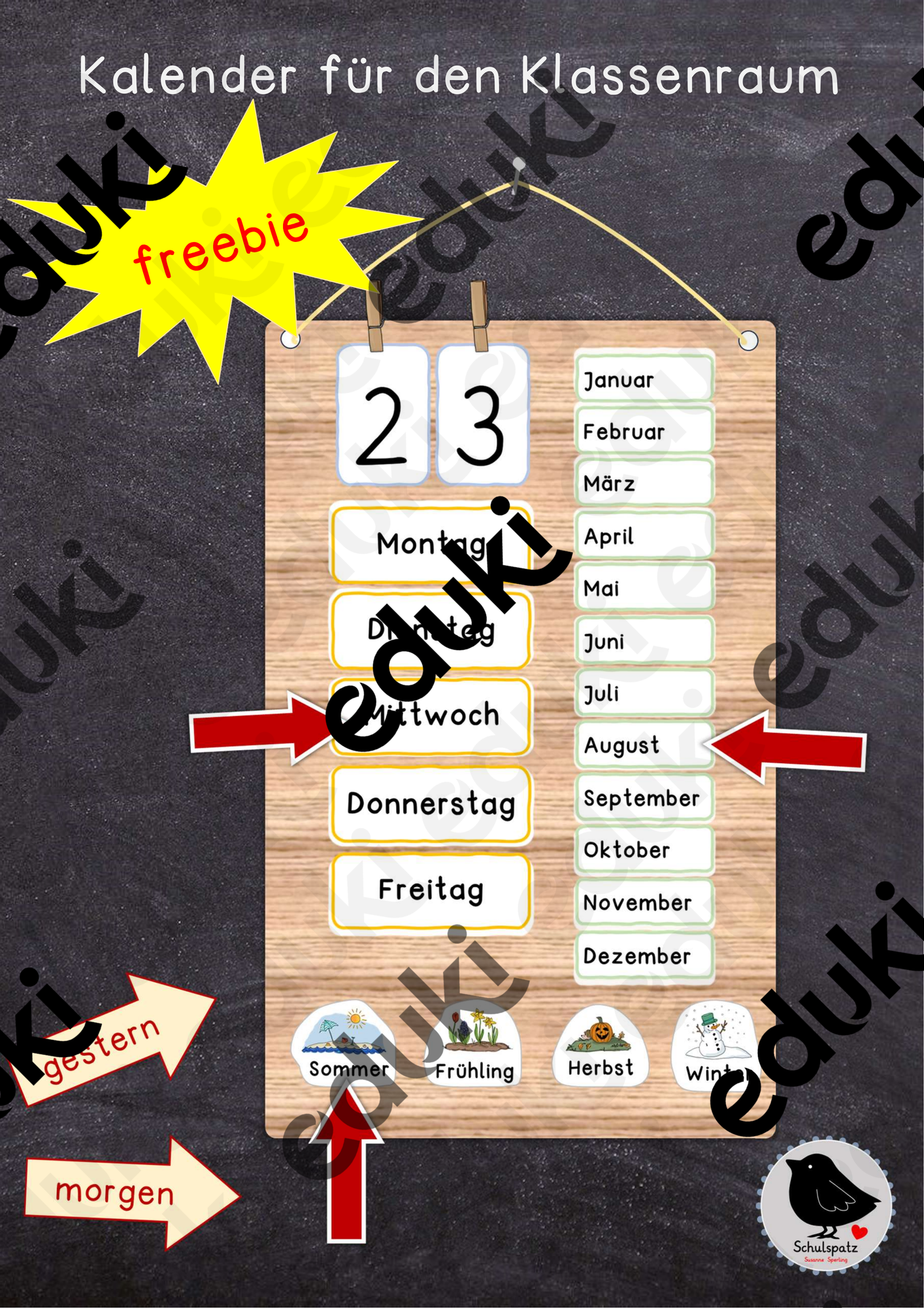 Kalender für den Klassenraum - freebie – Unterrichtsmaterial im Fach