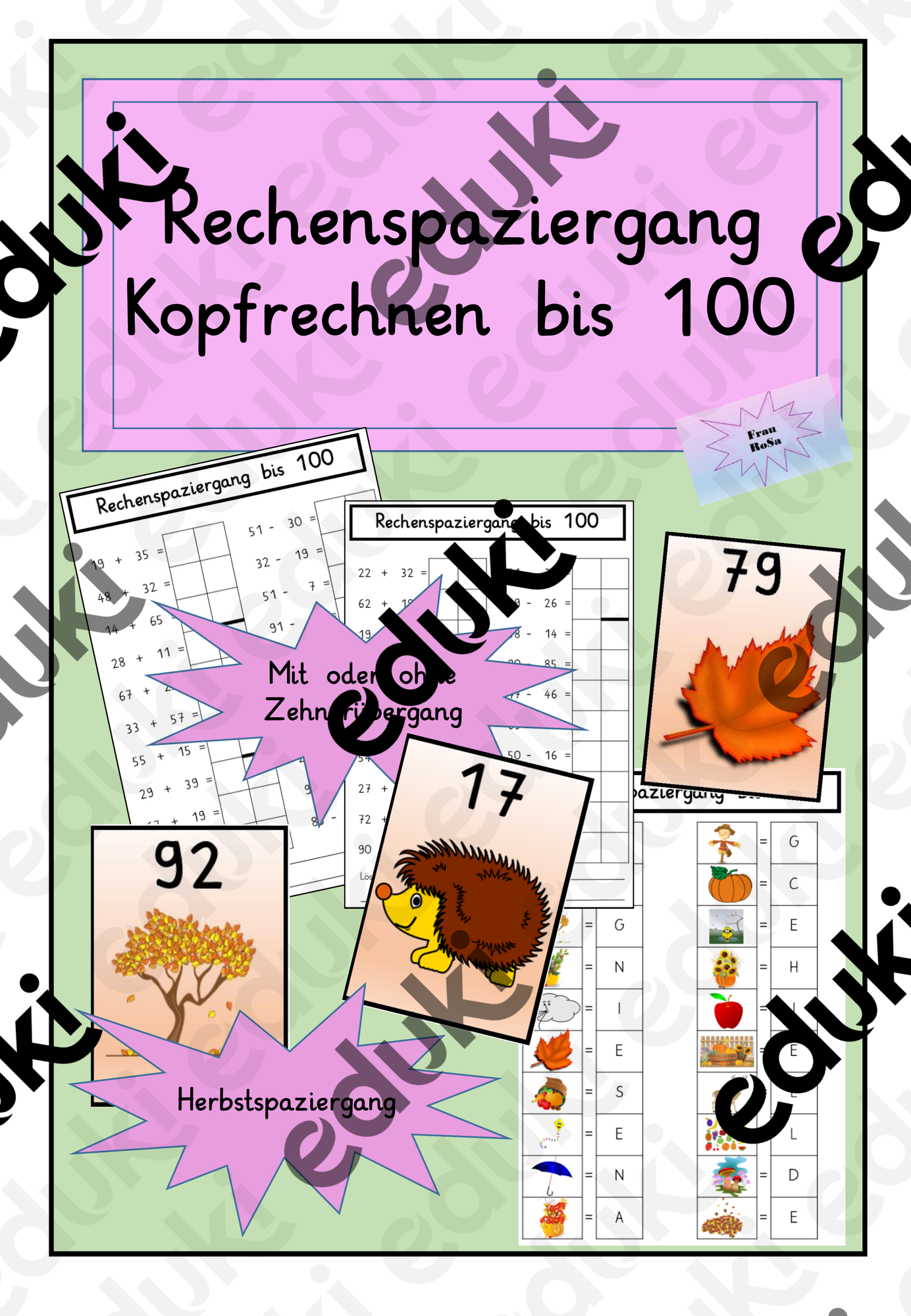Rechenspaziergang Herbst : Kopfrechnen bis 100 – Unterrichtsmaterial im