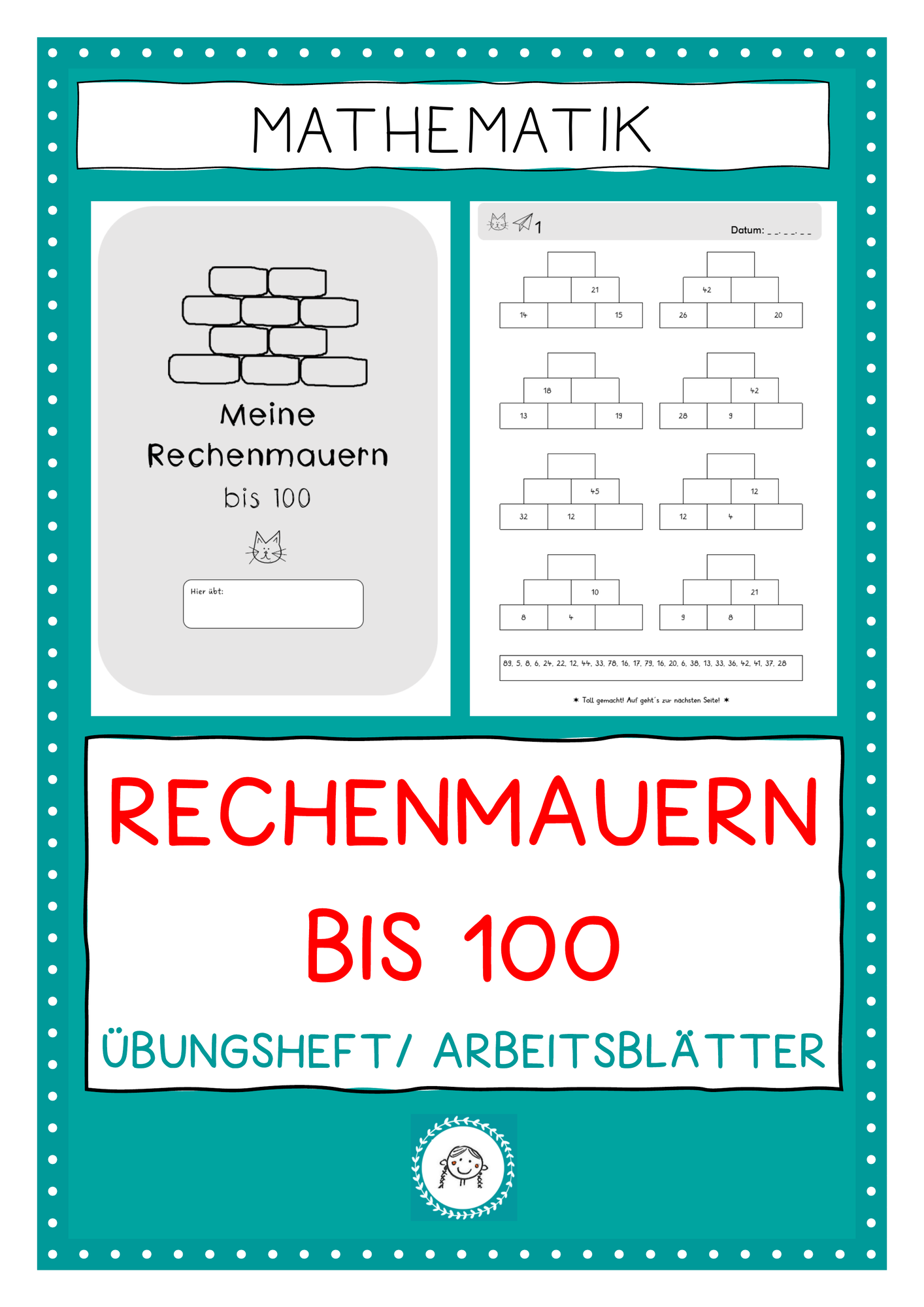 Rechenmauern bis 100. Übungsheft – Unterrichtsmaterial im Fach Mathematik