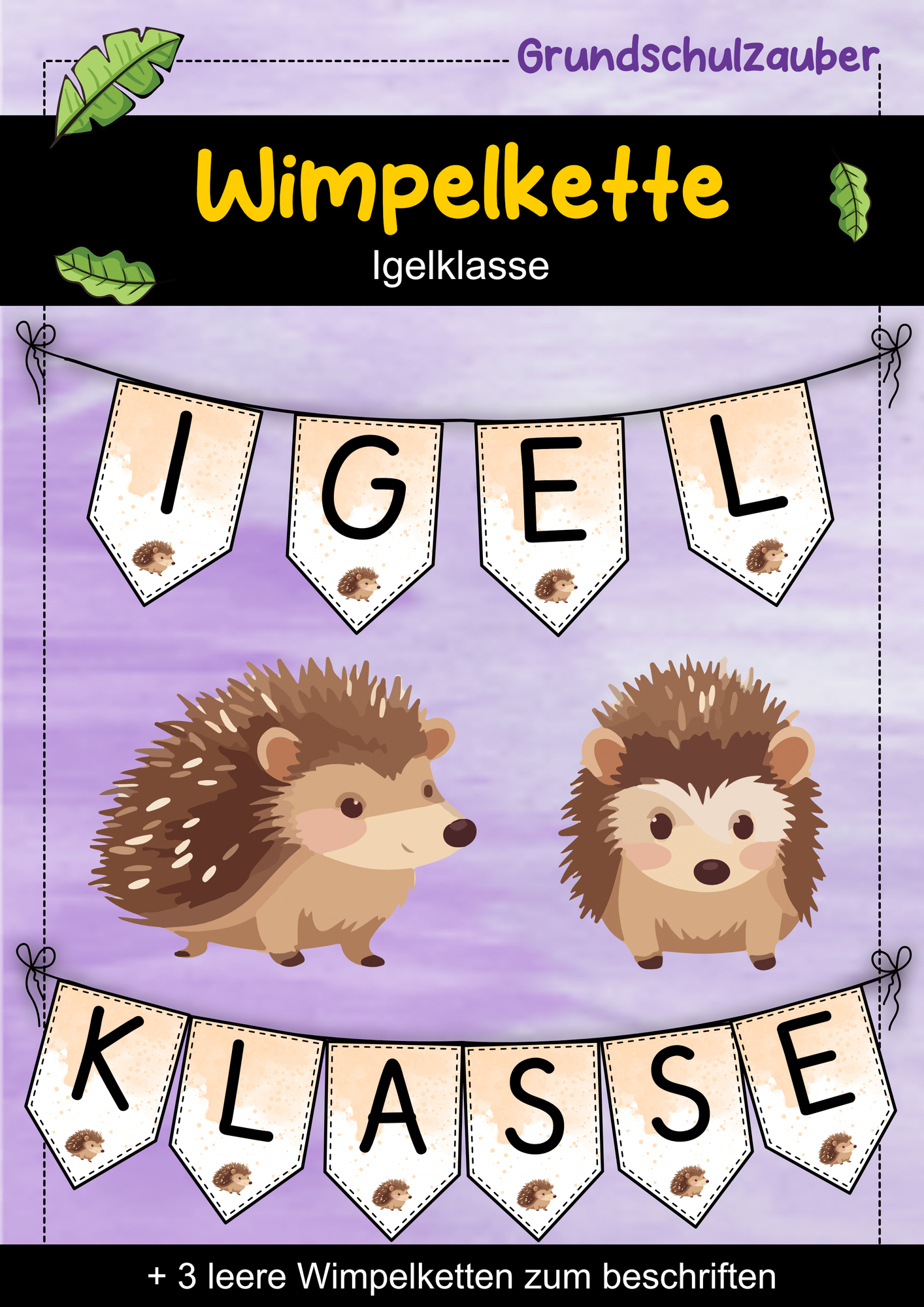 Wimpelkette für die Igelklasse - Igel Wimpel – Unterrichtsmaterial im ...