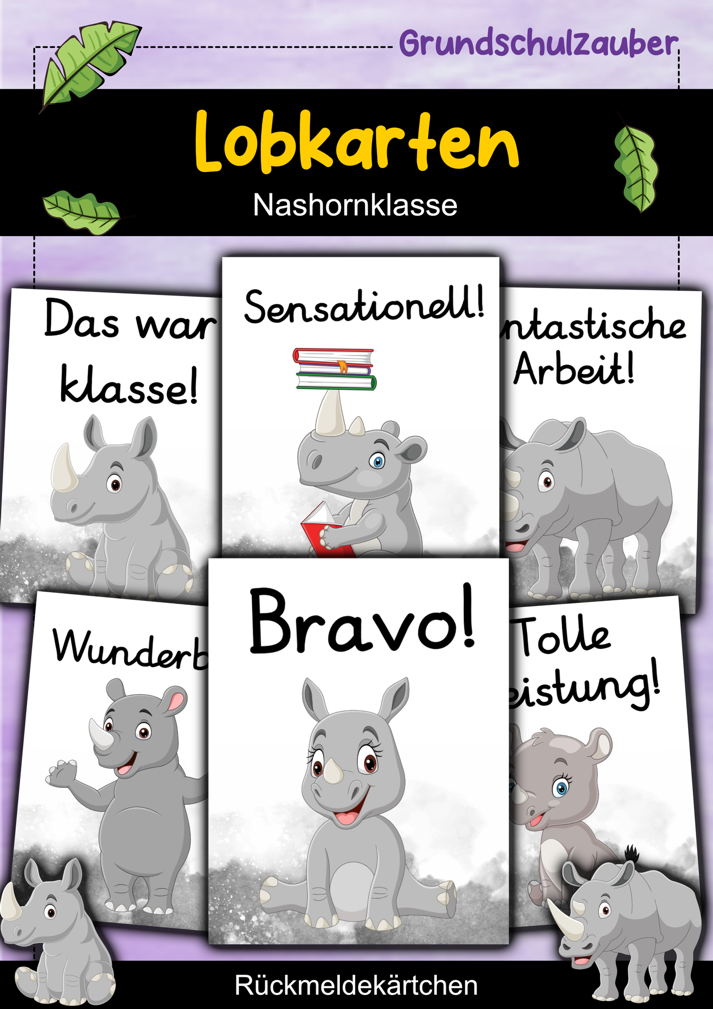 Lobkärtchen für die Nashornklasse - Lobkarten Nashorn ...