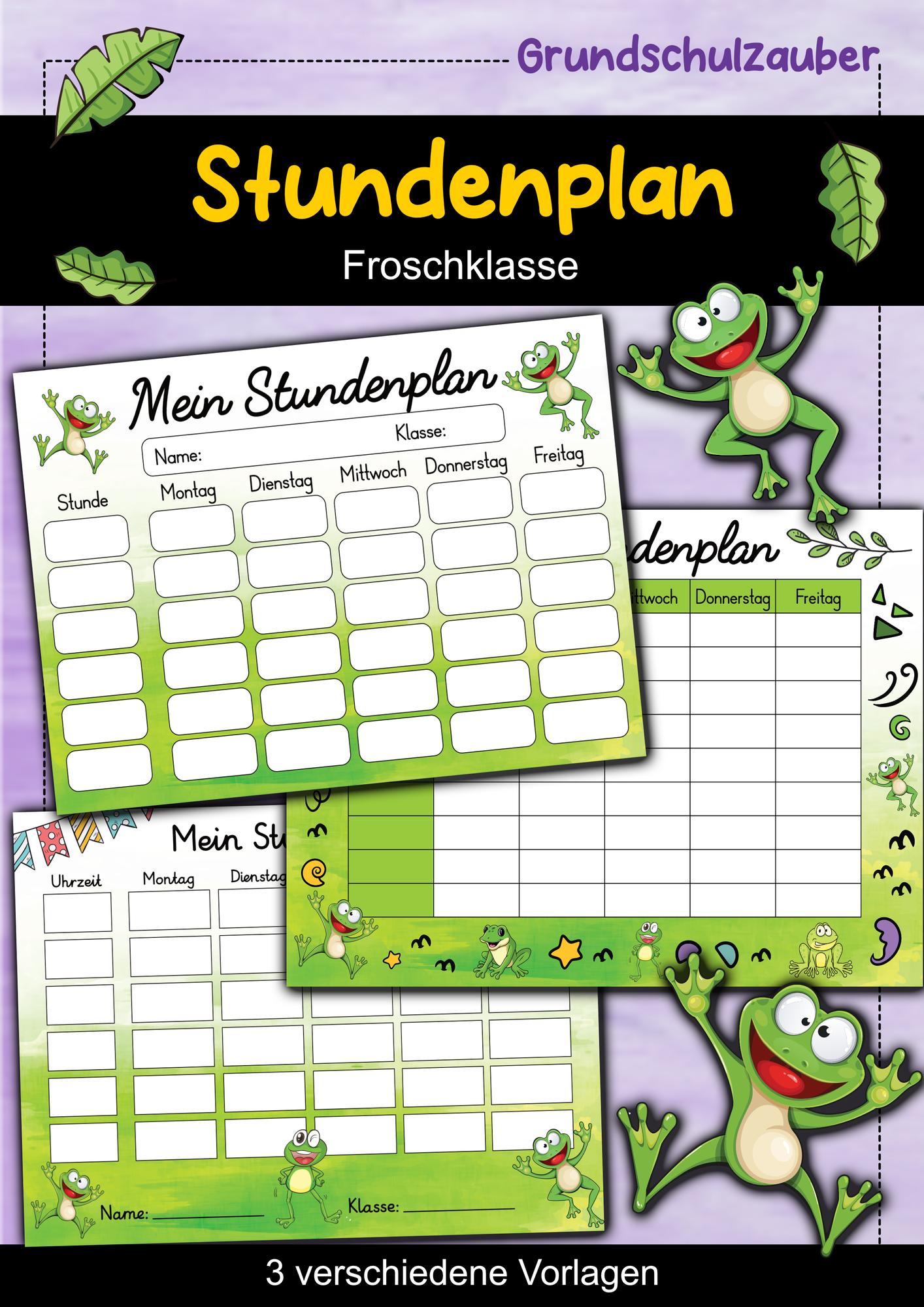 Frosch Stundenplan für die Froschklasse - 3 Vorlagen ...
