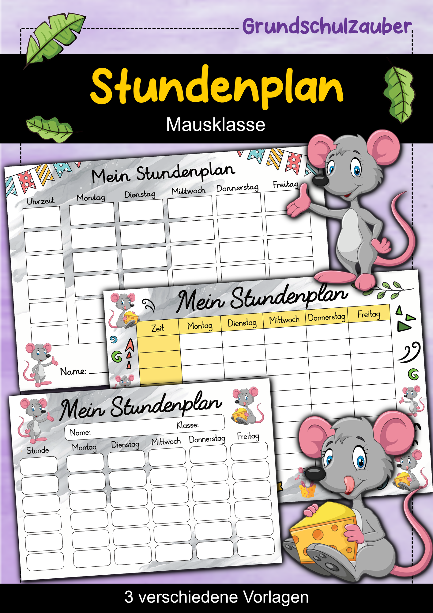 Maus Stundenplan für die Mausklasse - 3 Vorlagen – Unterrichtsmaterial ...