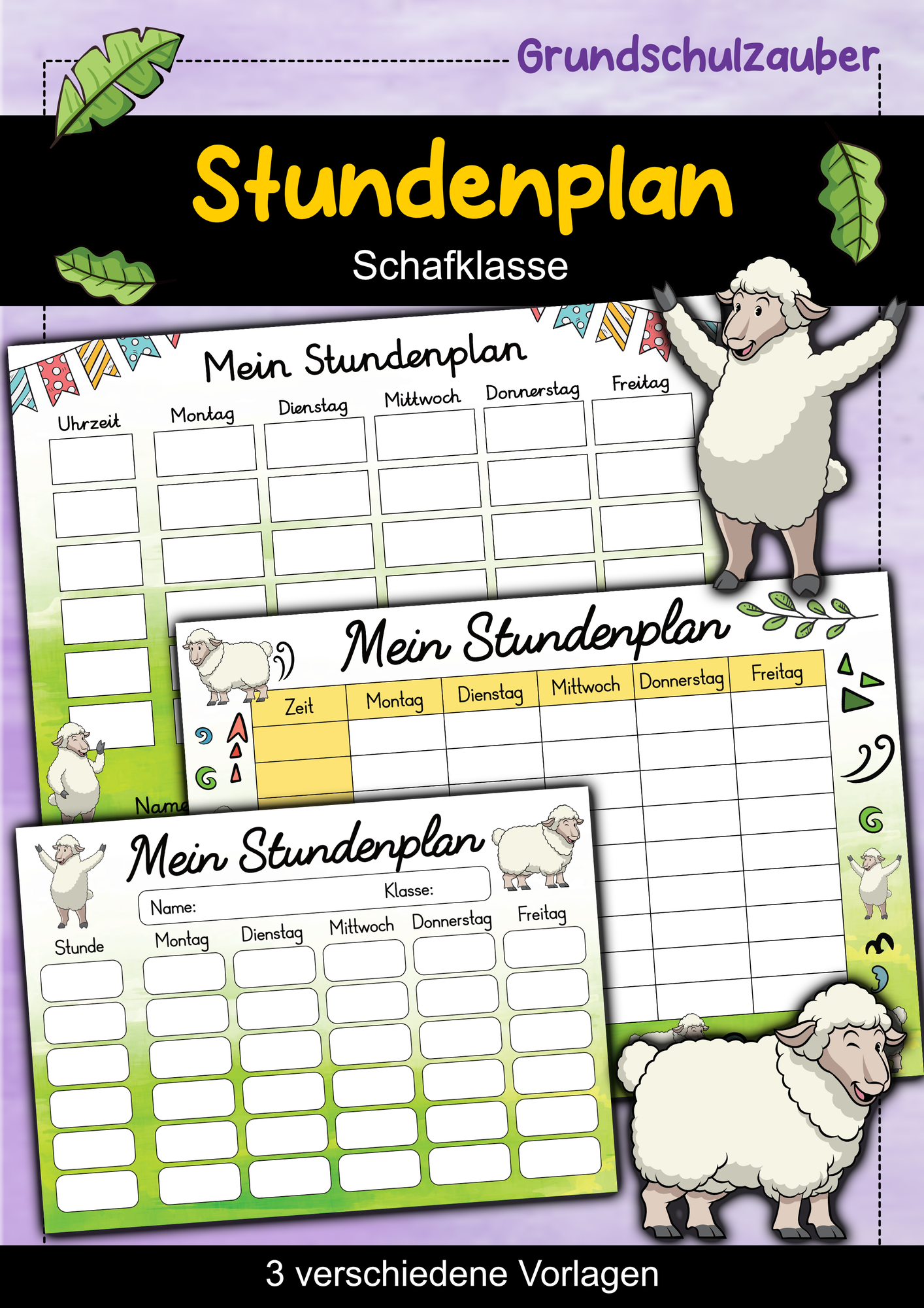 Schaf Stundenplan für die Schafklasse - 3 Vorlagen ...