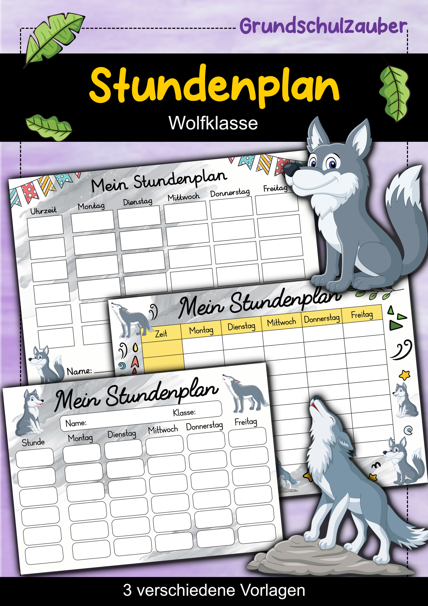 Wolf Stundenplan für die Wolfklasse - 3 Vorlagen – Unterrichtsmaterial ...