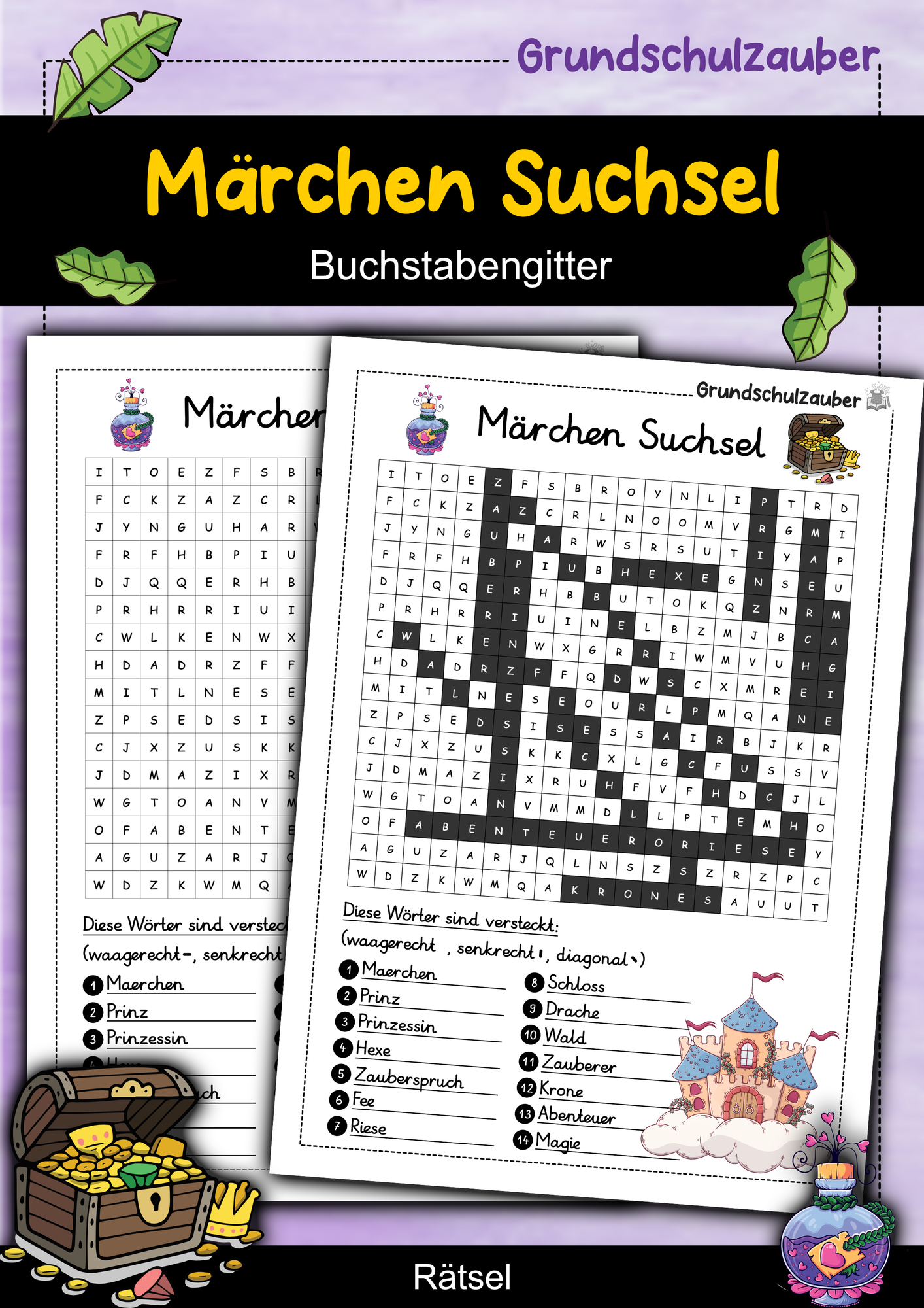 Märchen Suchsel - Buchstabengitter – Unterrichtsmaterial im Fach