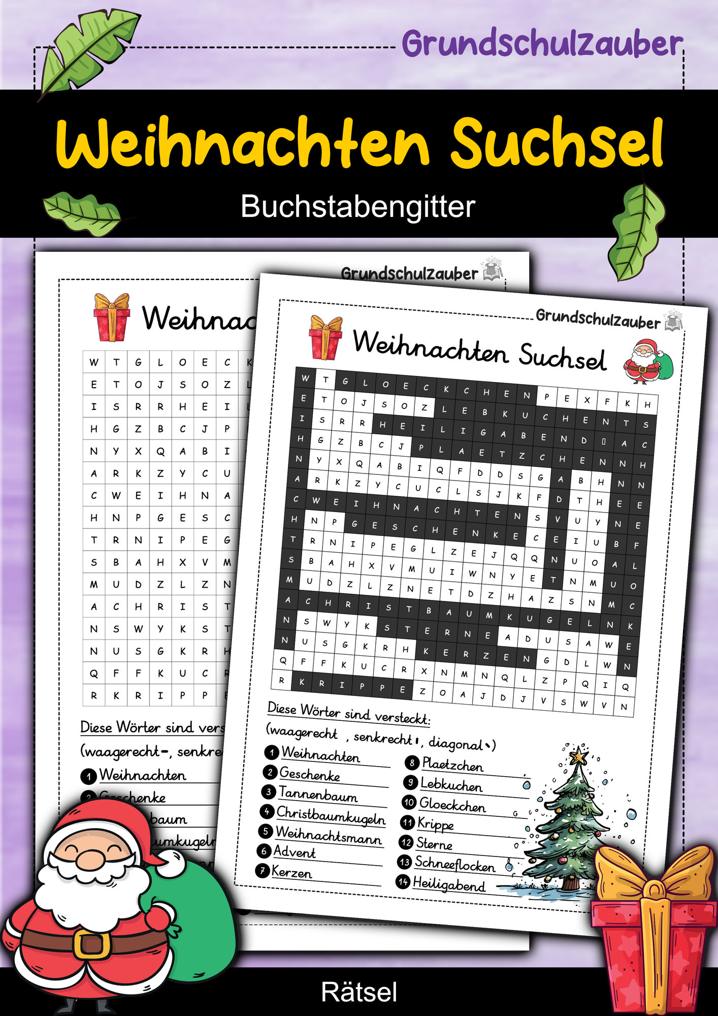 Weihnachten Suchsel - Buchstabengitter – Unterrichtsmaterial im Fach