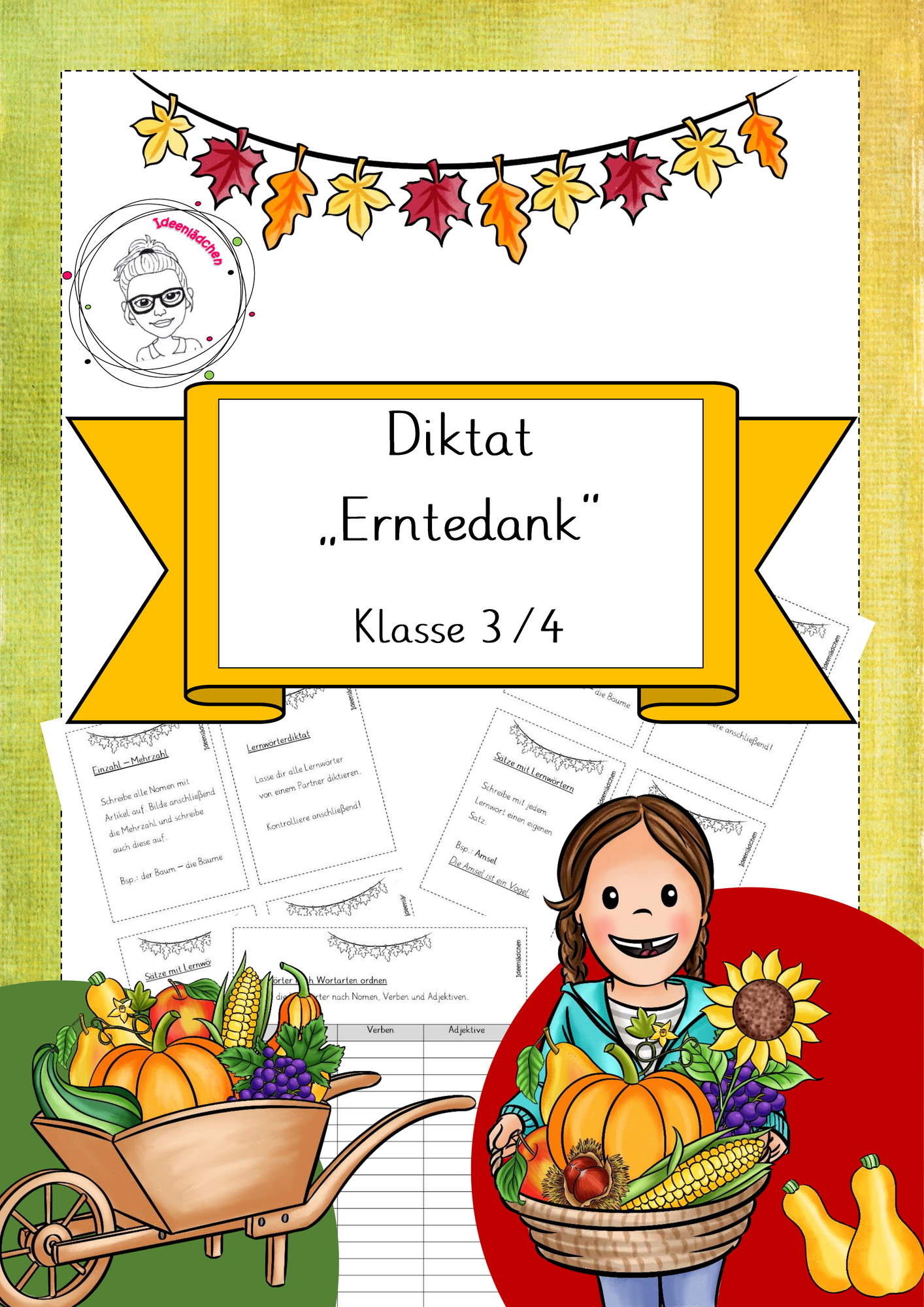 Diktat Erntedank, Klasse 3/4 – Unterrichtsmaterial im Fach Deutsch
