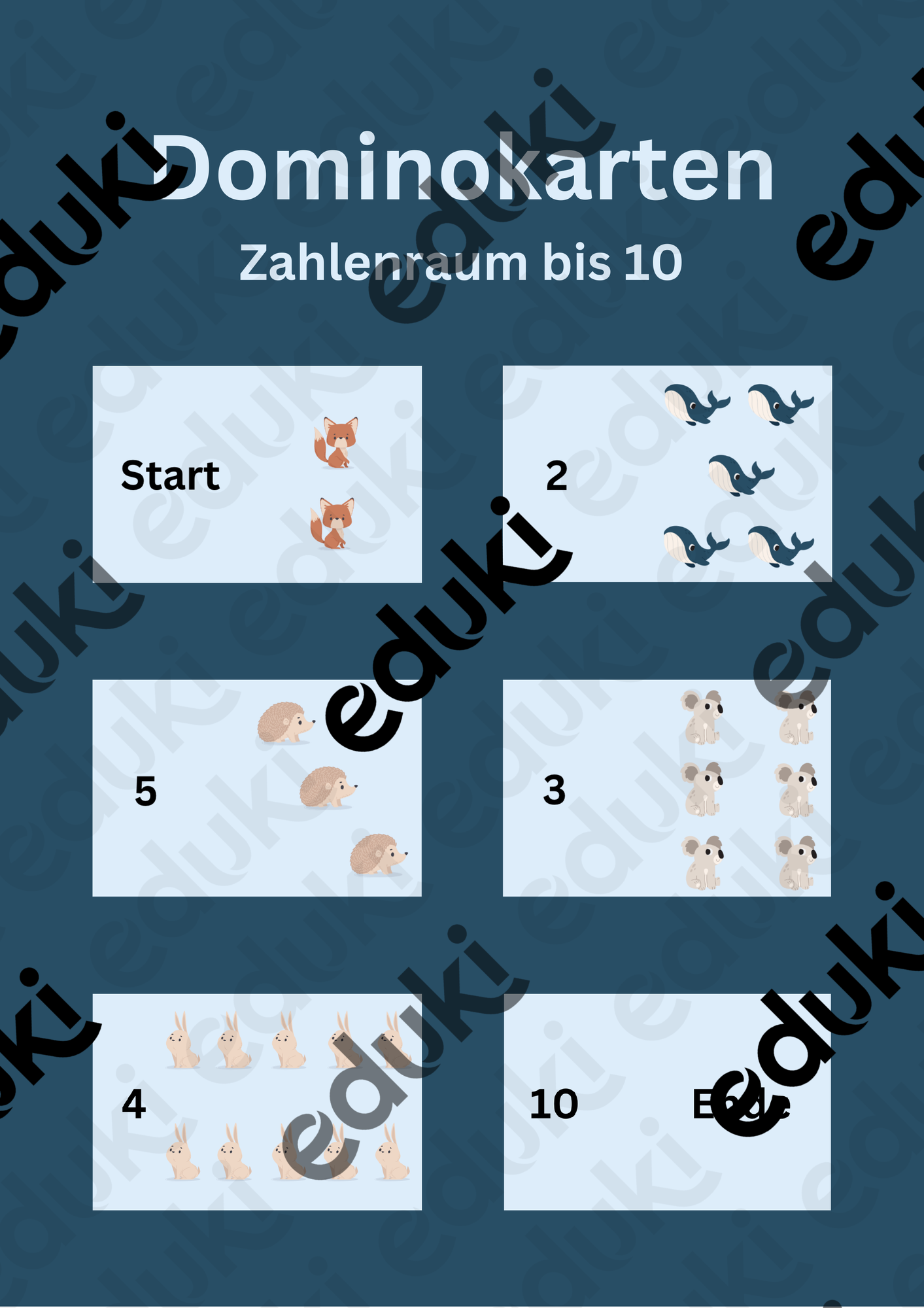 Dominokarten Zahlenraum bis 10 – Unterrichtsmaterial im Fach Mathematik