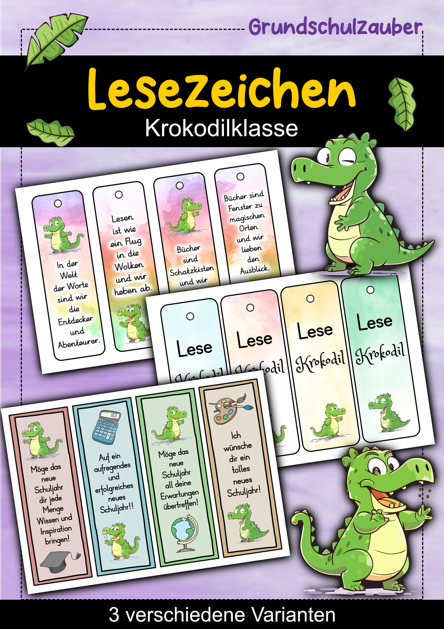 Krokodil Lesezeichen für die Krokodilklasse - 3 Varianten ...