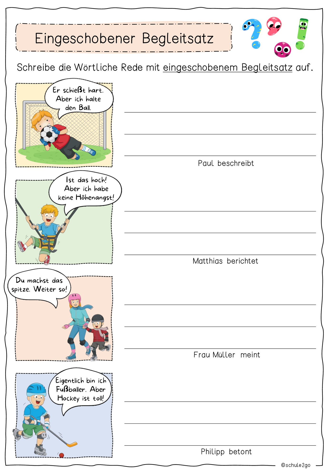 begleitsatz wörtliche rede