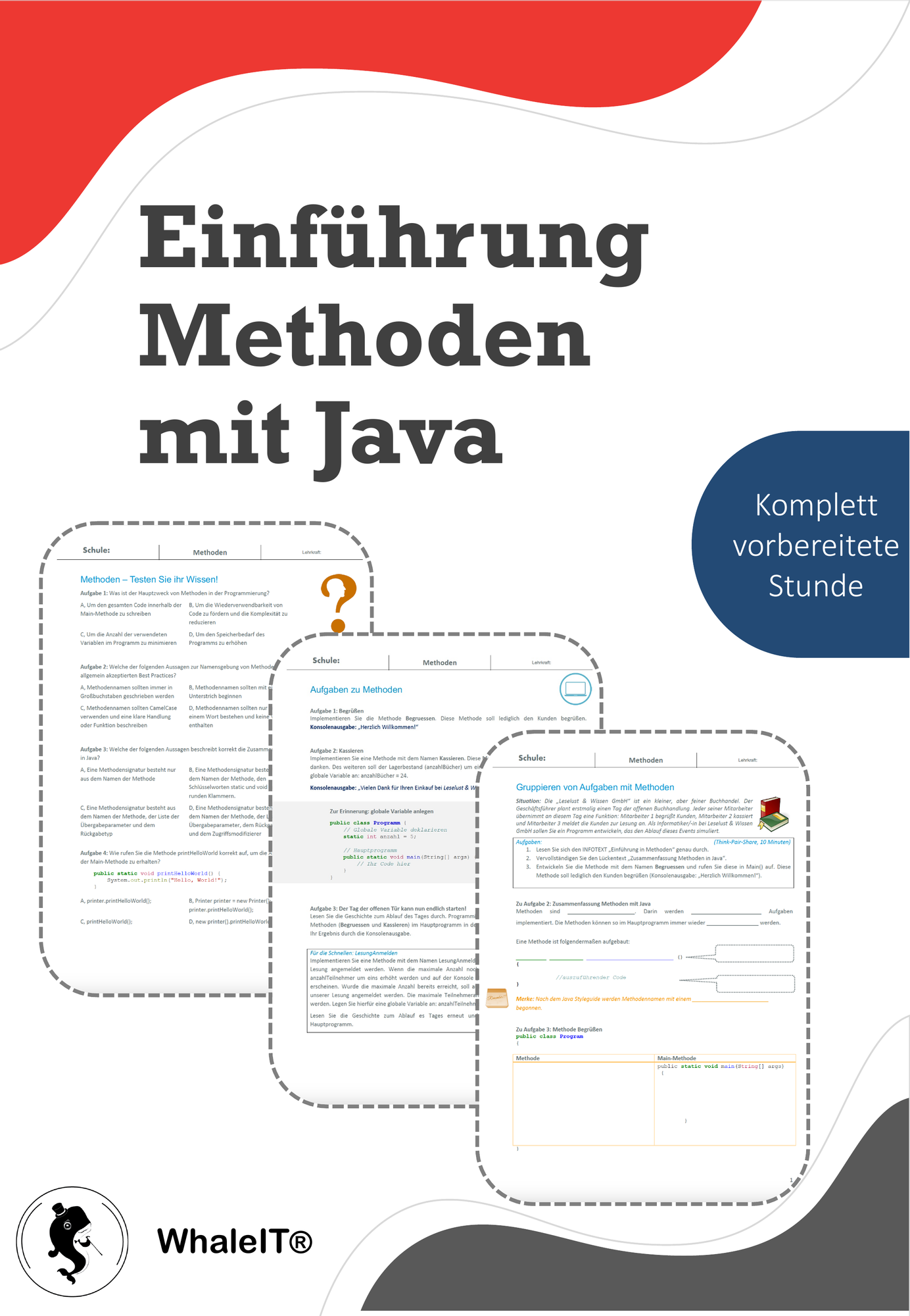 Einführung Methoden mit Java - Komplett vorbereitete Stunde ...