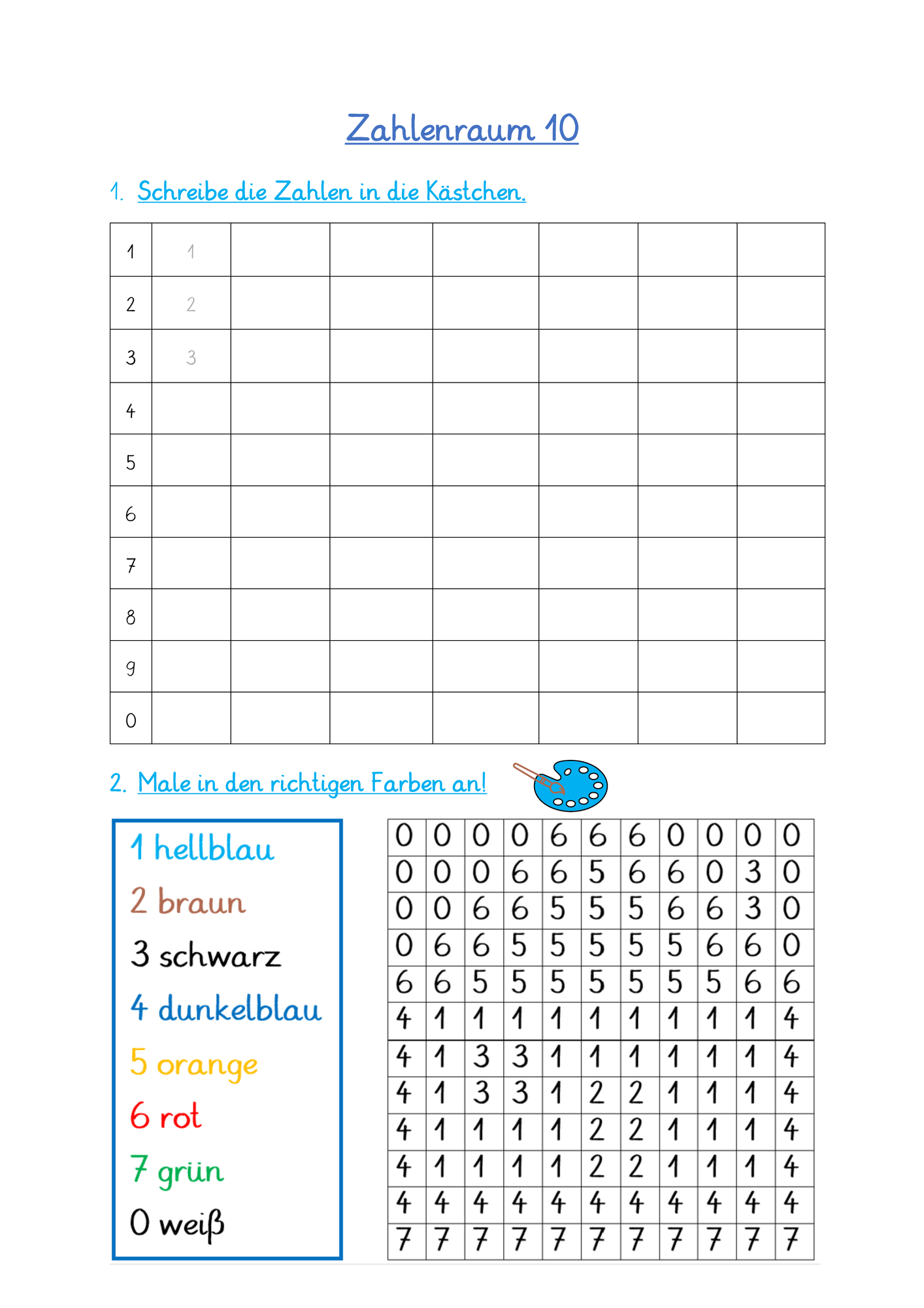 Zahlenraum 10 – Unterrichtsmaterial im Fach Mathematik