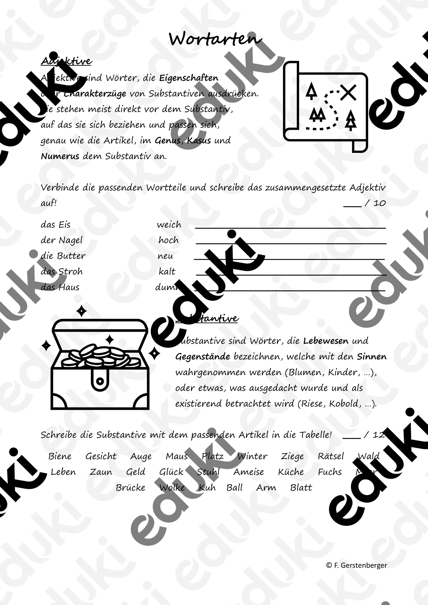 Arbeitsblatt Wortarten Klassenstufe 5 und 6 – Unterrichtsmaterial im
