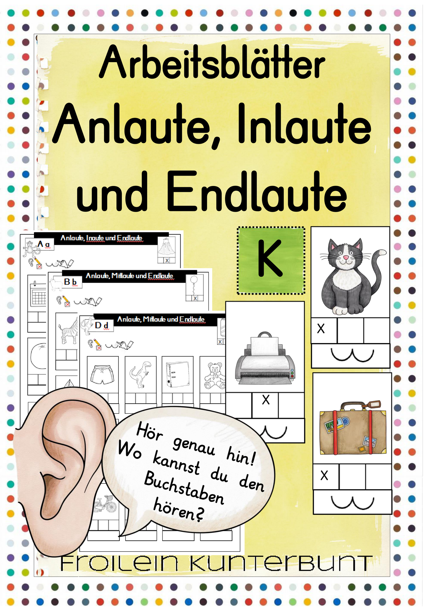 Arbeitsblätter Anlaute, Inlaute und Endlaute – Unterrichtsmaterial im