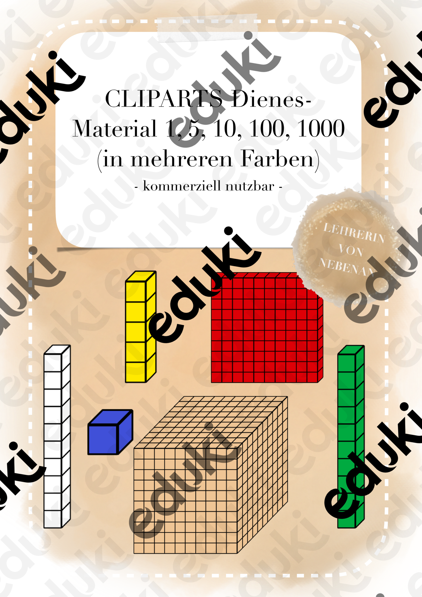 Cliparts Dienes Material in sechs Farben (kommerziell nutzbar